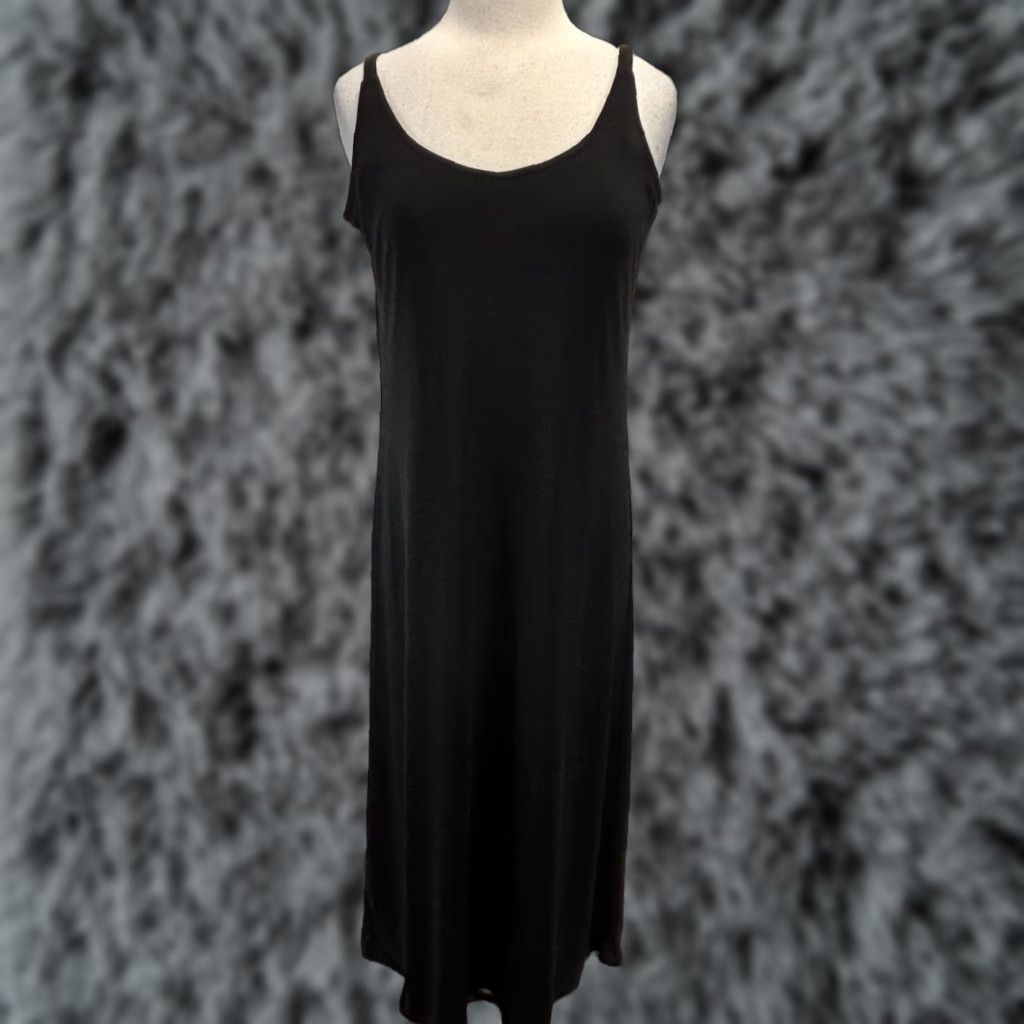 Maggie Shepherd Tank Midi Dress Women Medium Black Classic Solid Sleeveless  Round Pullover Party Casual Travel Knit Polyester Blend - cruiseboatoman.com