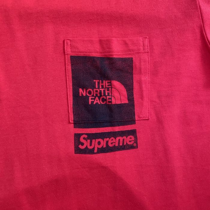 Supreme Red The North Face Printed Pocket T-shirt | Grailed