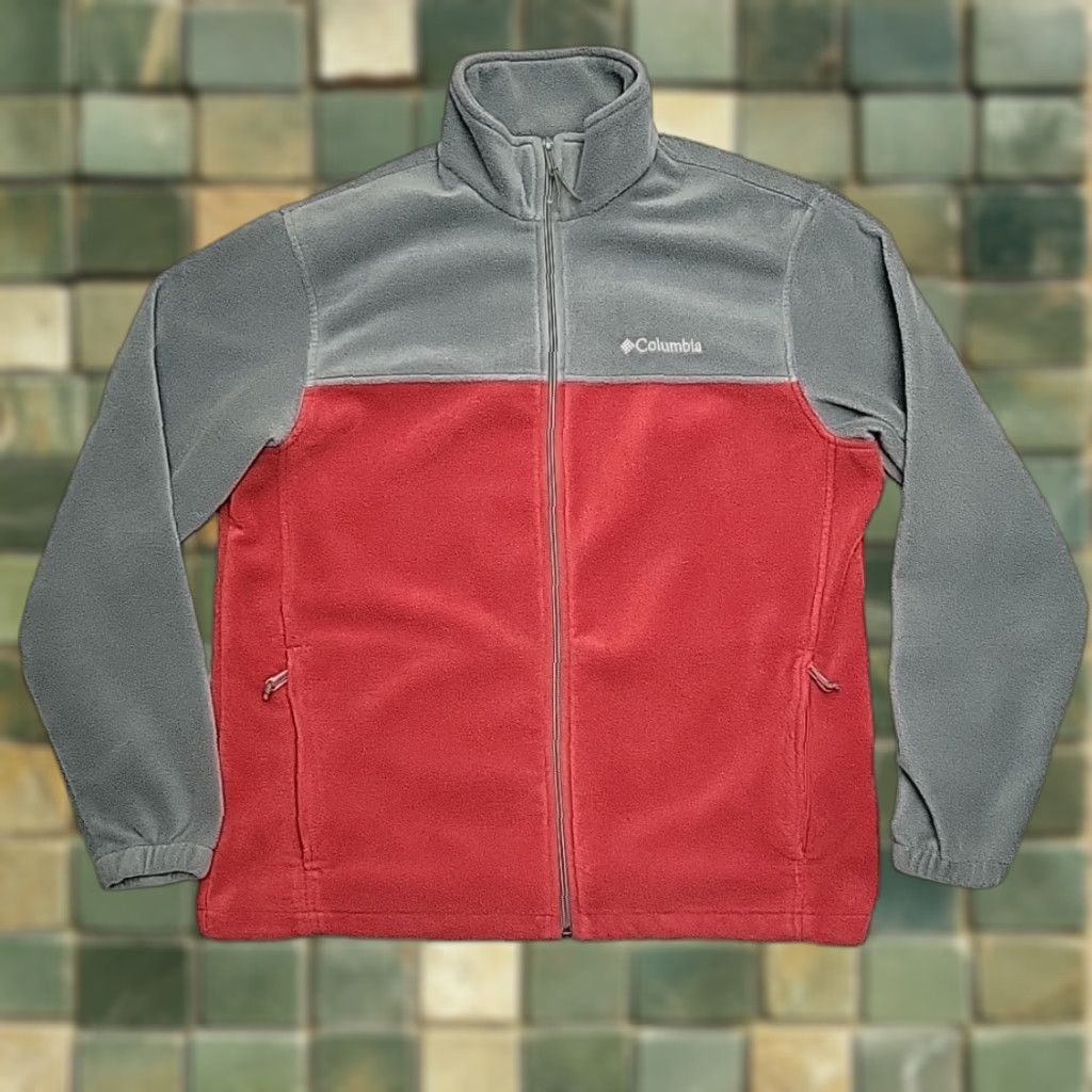 Vintage VINTAGE Columbia Fleece Jacket Mens Large Red Gray Full Zip Mock Neck Classic Outdoors Size US L / EU 52-54 / 3 - 1 Thumbnail