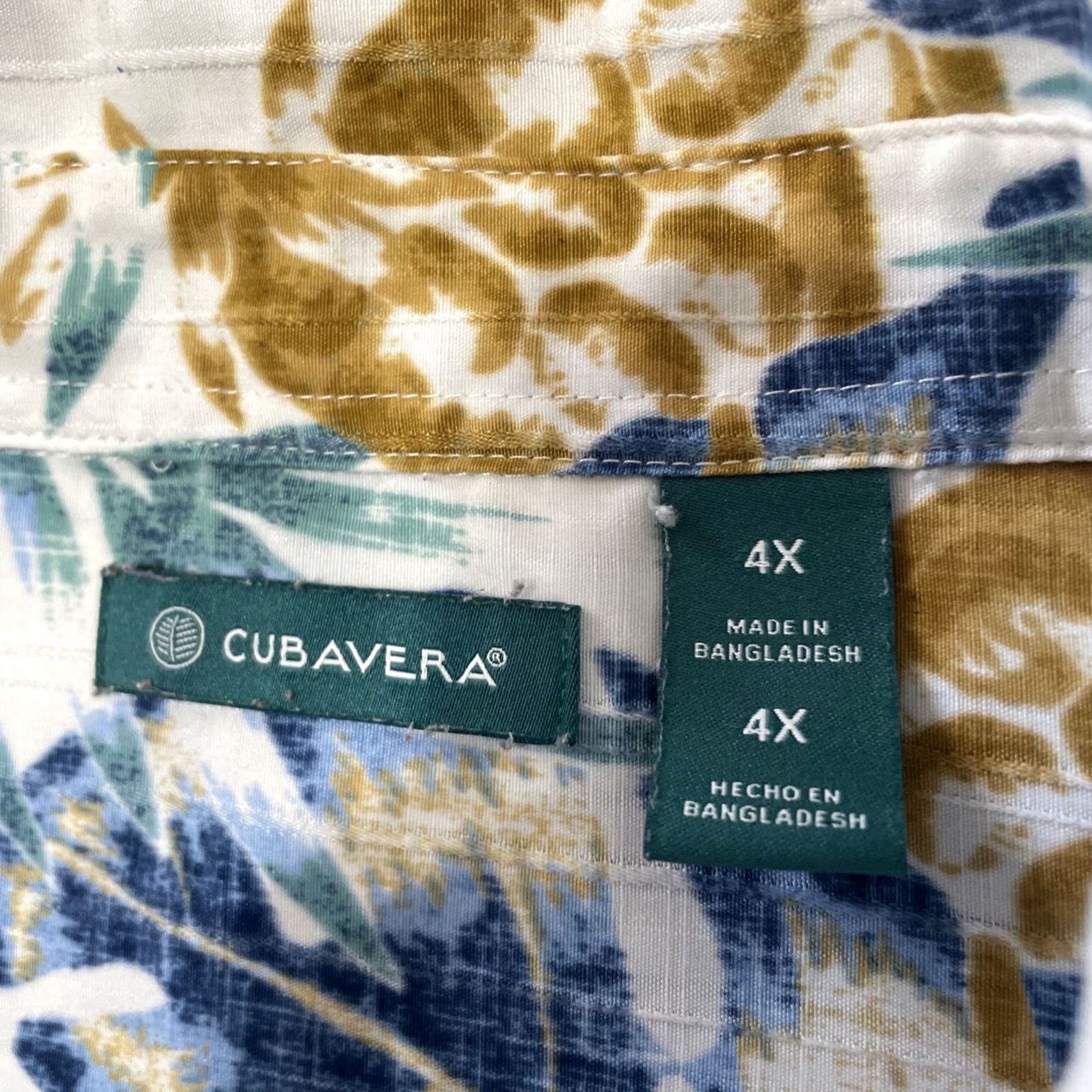 Cubavera VINTAGE Cubavera Shirt Men 4X Floral Hawaiian Aloha Button-Up Preppy Blue Cream XXXXL Shirt Mens Regular Short Sleeve Button-Up Casual Size US XXL / EU 58 / 5 - 5 Thumbnail