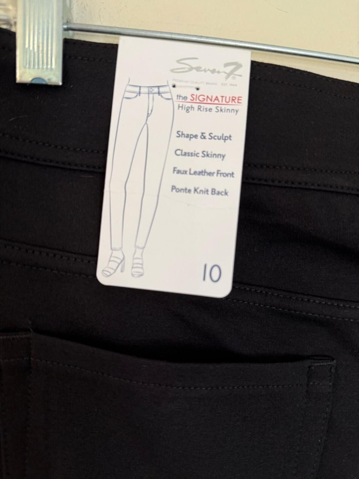 Seven 7 Seven7 High Rise Skinny black faux leather/ponte pants SZ 10 Size 32" / US 10 / IT 46 - 8 Thumbnail