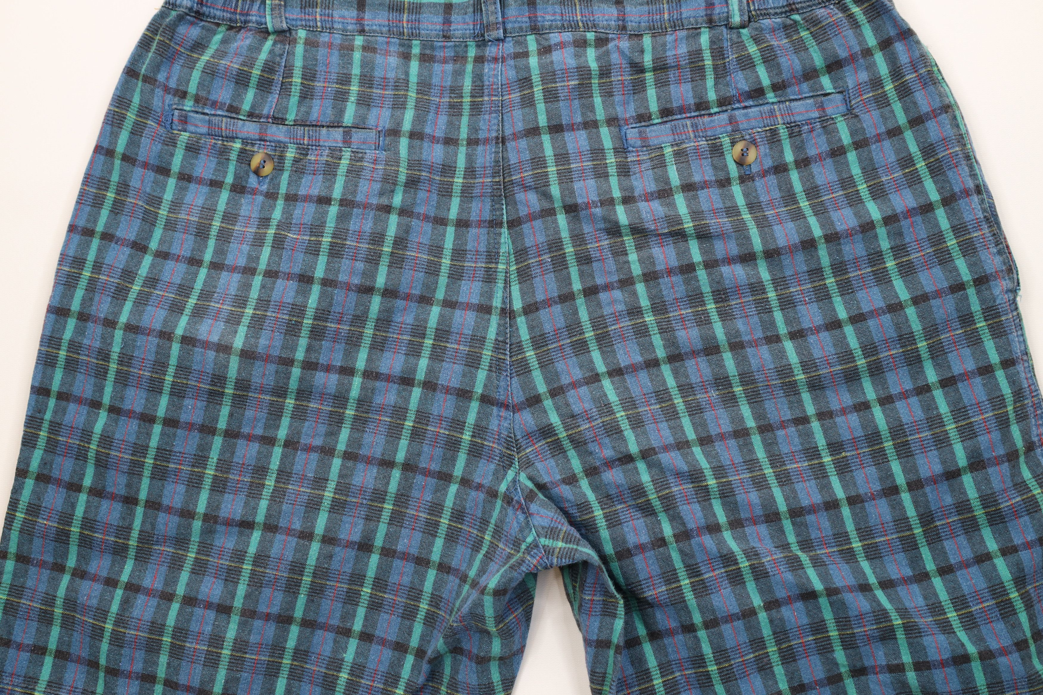 Vintage Vintage 90s Streetwear Madras Plaid Above Knee Chino Shorts Size US 38 / EU 54 - 10 Thumbnail