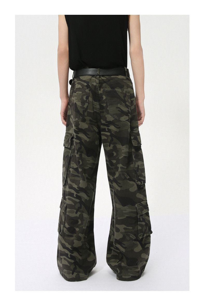 Japanese Brand × Jean Camouflage multi-pocket wide-leg straight washed jeans y2k Size US 34 / EU 50 - 7 Thumbnail