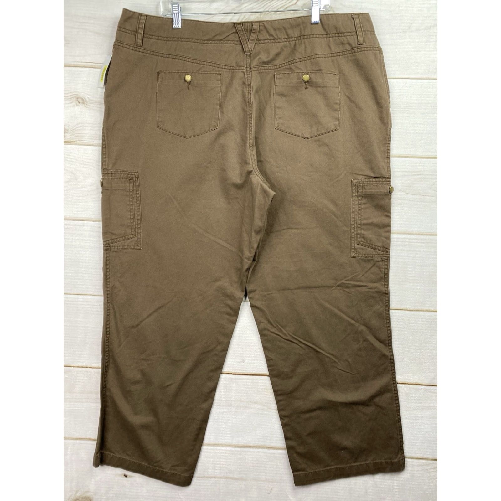 Vintage Caribbean Joe Cargo Pants Brown 20W Women 100% Cotton Plus Size Pockets Travel Casual NWT Size 42" / US 20 - 6 Thumbnail