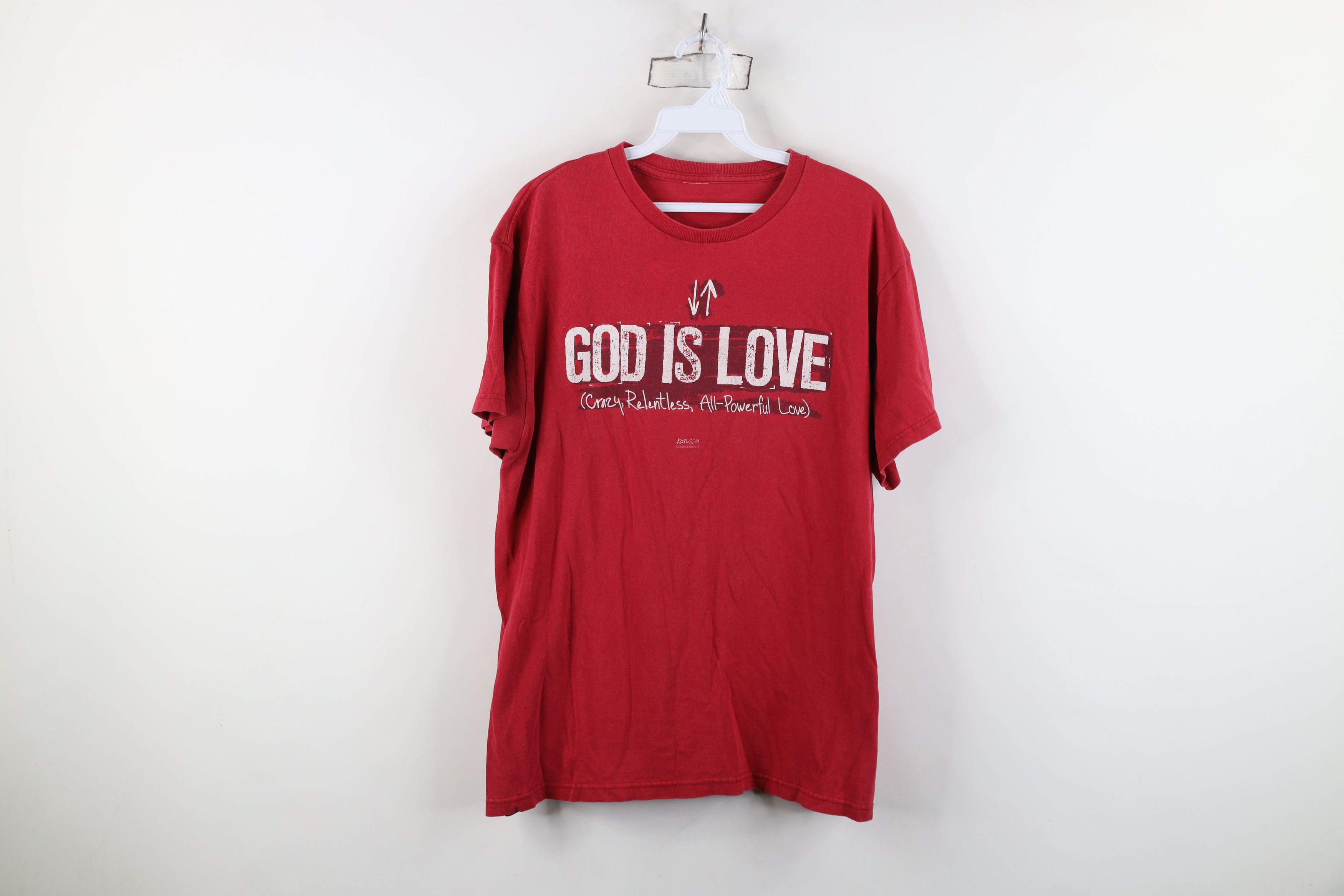 Vintage Vintage Y2K Streetwear God Is Love Christian T-Shirt Red Size US L / EU 52-54 / 3 - 1 Thumbnail