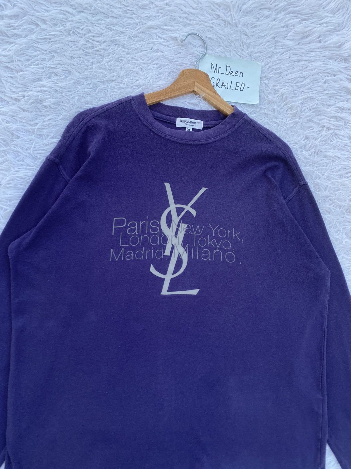 Yves Saint Laurent Rare Vintage Yves Saint Laurent Big Logo Longsleeve Shirt Size US L / EU 52-54 / 3 - 8 Thumbnail