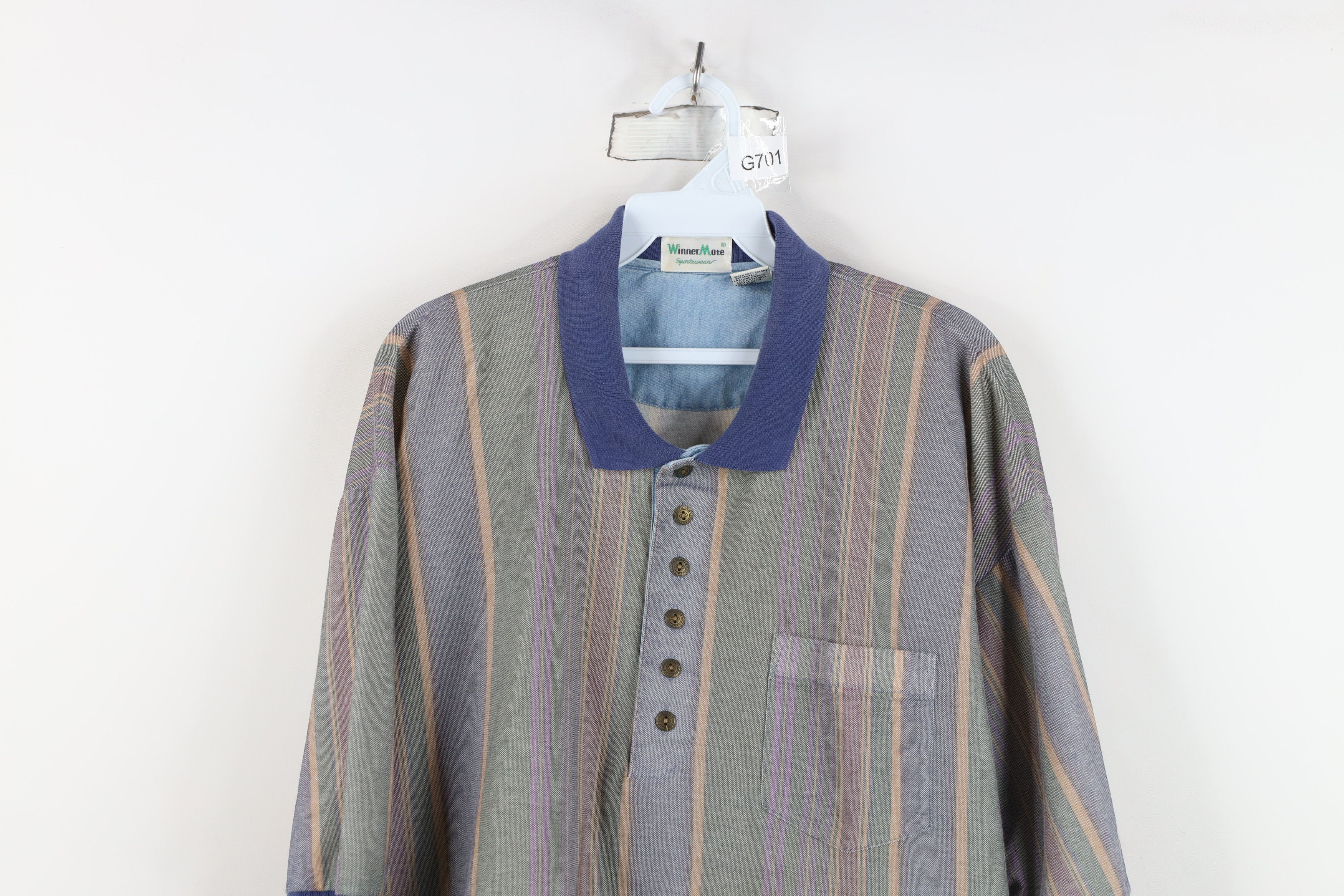 Vintage Vintage 90s Streetwear Striped Baggy Fit Golf Polo Shirt Size US XL / EU 56 / 4 - 2 Thumbnail