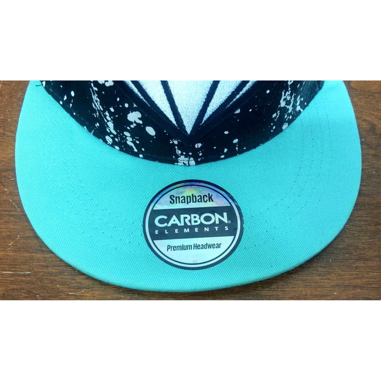 Carbon Diamond Carbon Elements Paint Splatter Snapback Hat Cap Black Turquoise, Carbon, Unisex Adult, Adjustable, Cotton Canvas, Casual Hat Size ONE SIZE - 3 Thumbnail