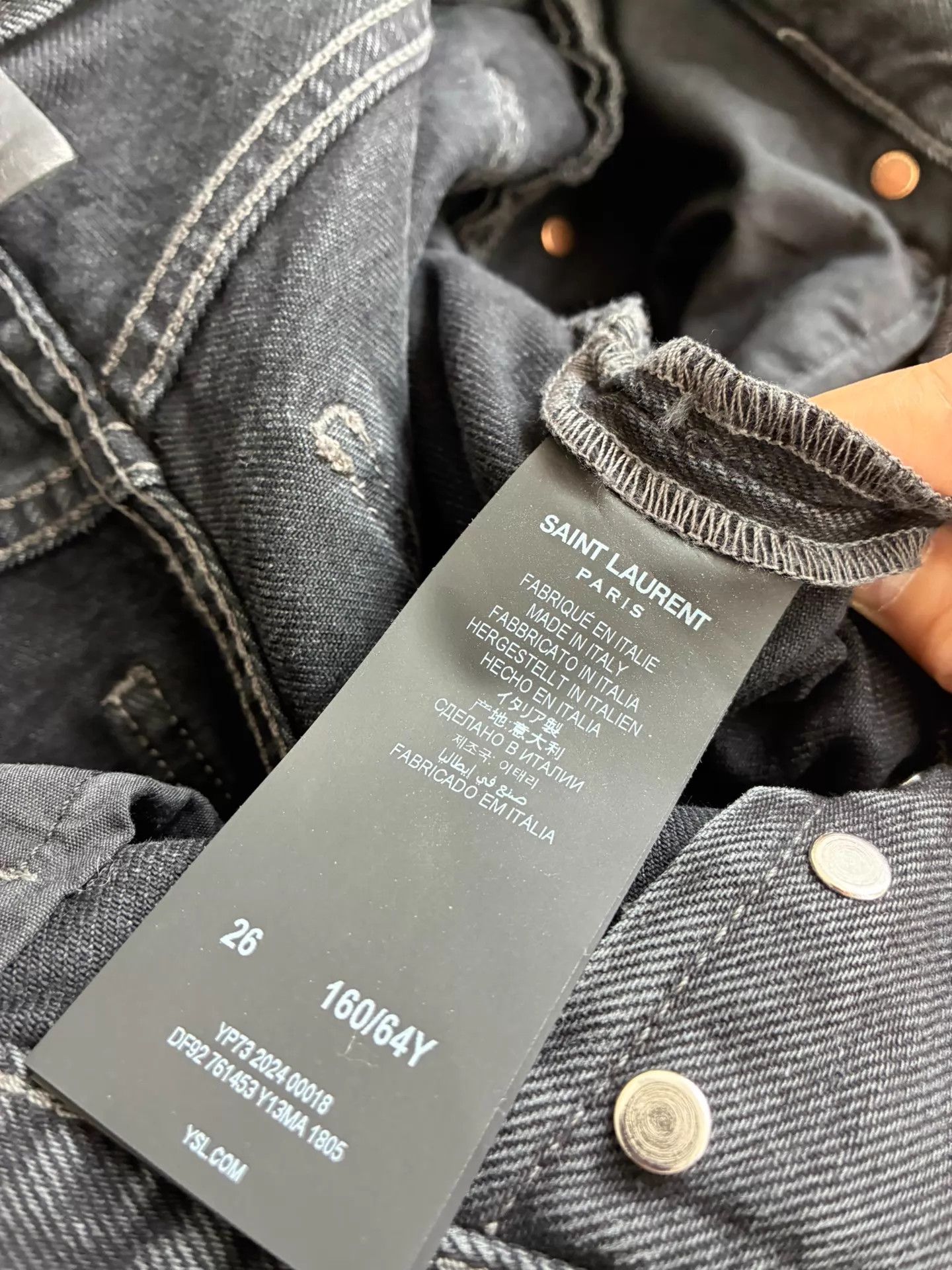 Saint Laurent Paris SL Black Straight Jeans 26 Size 26" / US 2 / IT 38 - 6 Thumbnail
