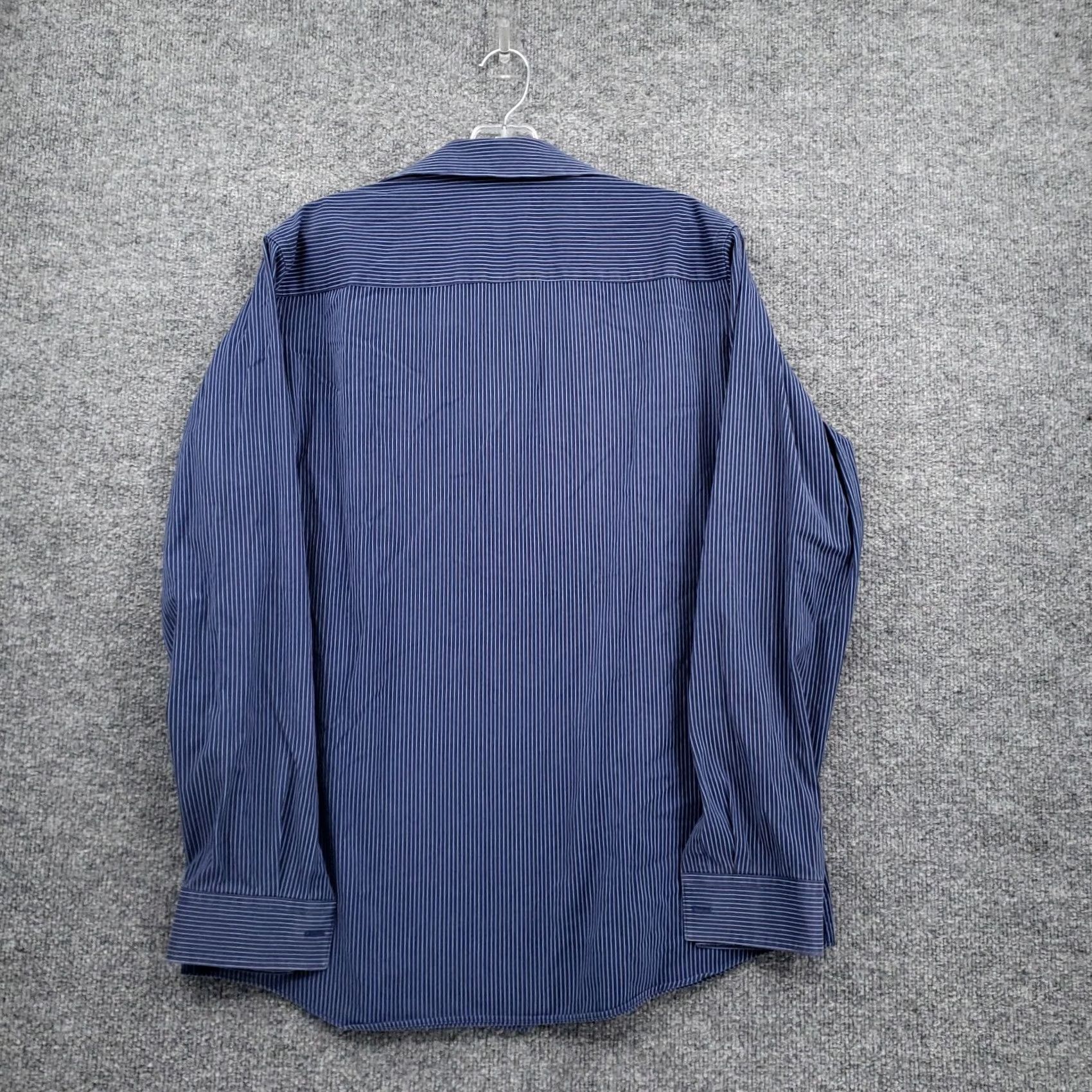 Apt. 9 Apt. 9 Dress Shirt Mens 16 Button-Up Blue Slim Fit Pinstripe Long Sleeve Cotton Size 42R - 2 Thumbnail