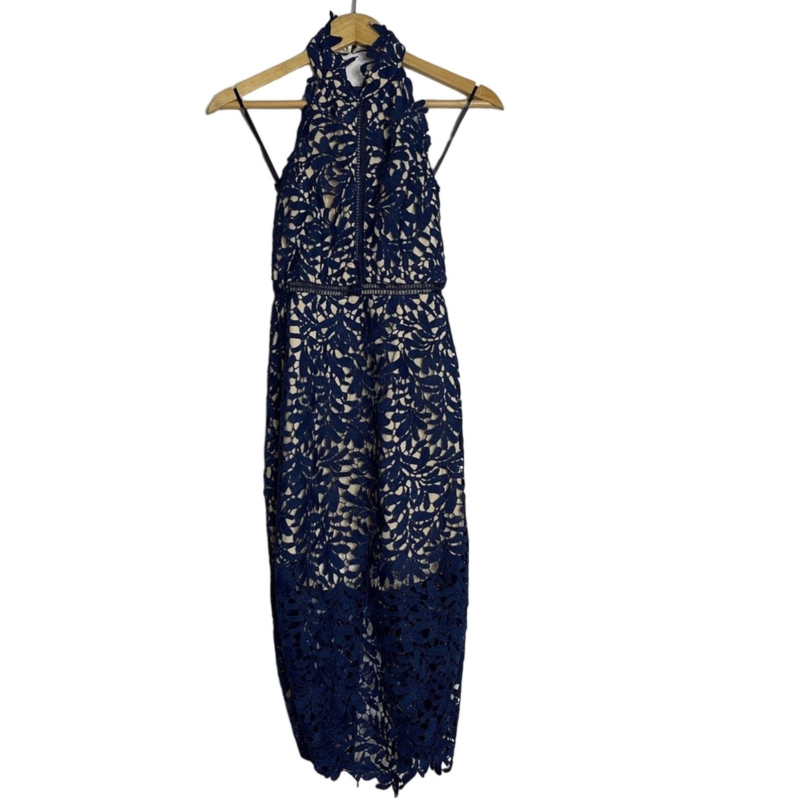 Other Lulus Divine Destiny Lace Midi Formal Dress Navy Size S Size S / US 4 / IT 40 - 7 Thumbnail