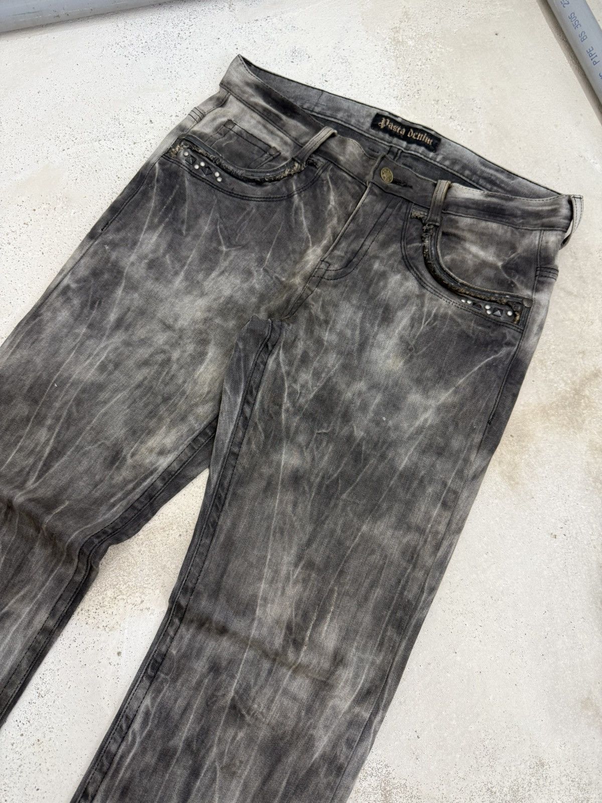 Hysteric Glamour Pasta Denim Studded Shadow Wash Claw Mark Jeans Size US 30 / EU 46 - 3 Thumbnail