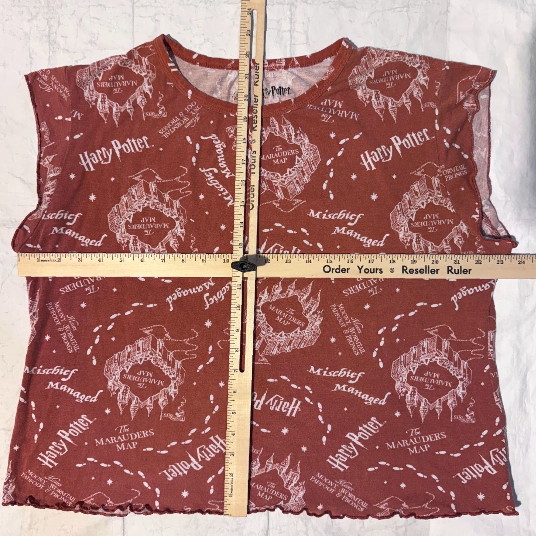 Vintage Harry Potter Shirt Womens XL Red Marauders Map Logo Cap Sleeve Shirt Size XL / US 12-14 / IT 48-50 - 3 Thumbnail