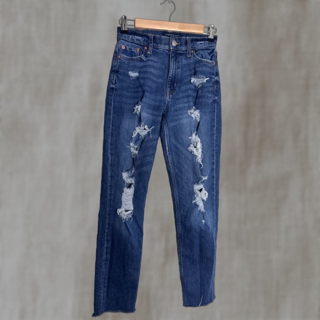 Vintage Aéropostale Jeans Womens 00 Medium Wash Distressed Mom Blue 24X28 Mens? Size 40" / US 18 - 1 Thumbnail
