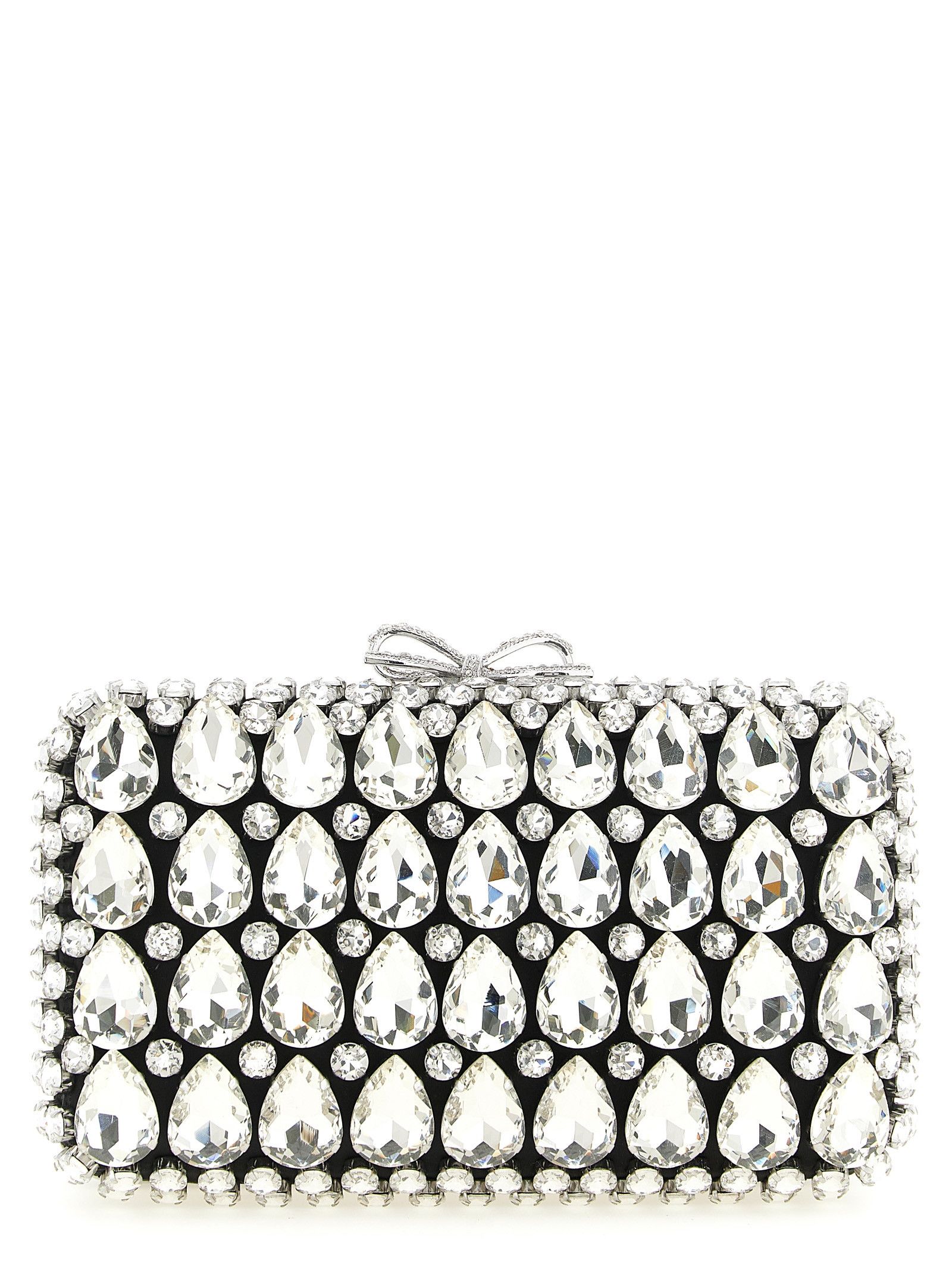 Self-Portrait 'Black Satin Crystal' clutch Size ONE SIZE - 1 Thumbnail