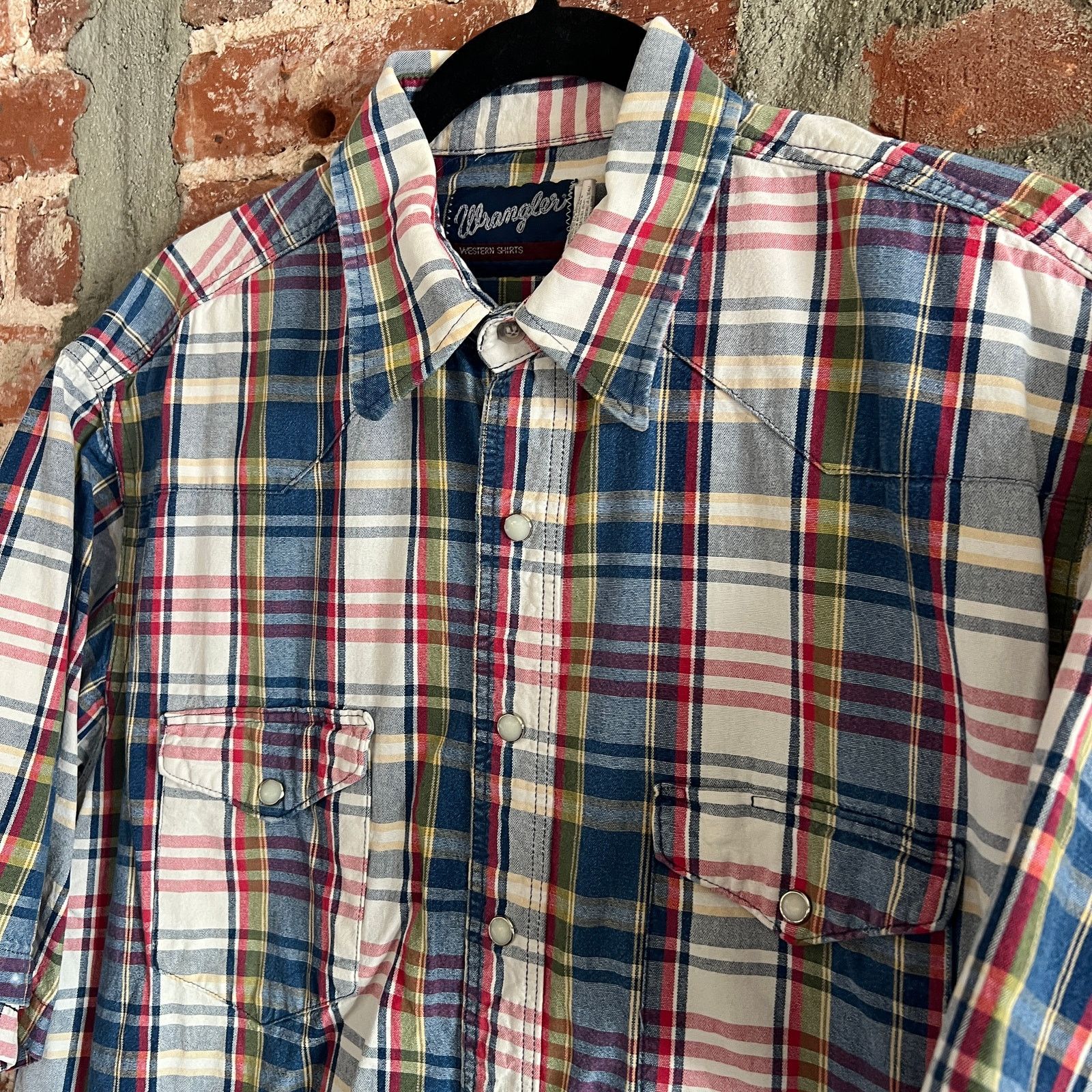 Wrangler VTG Wrangler Plaid Denim Weight Pearl Snap Shirt L 25x31 Size US L / EU 52-54 / 3 - 6 Thumbnail