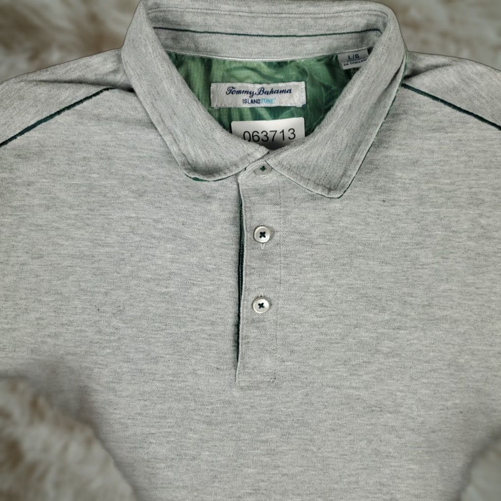 Tommy Bahama Tommy Bahama Polo Shirt Gray Casual Regular Large Mens Short Sleeve Size US L / EU 52-54 / 3 - 1 Thumbnail
