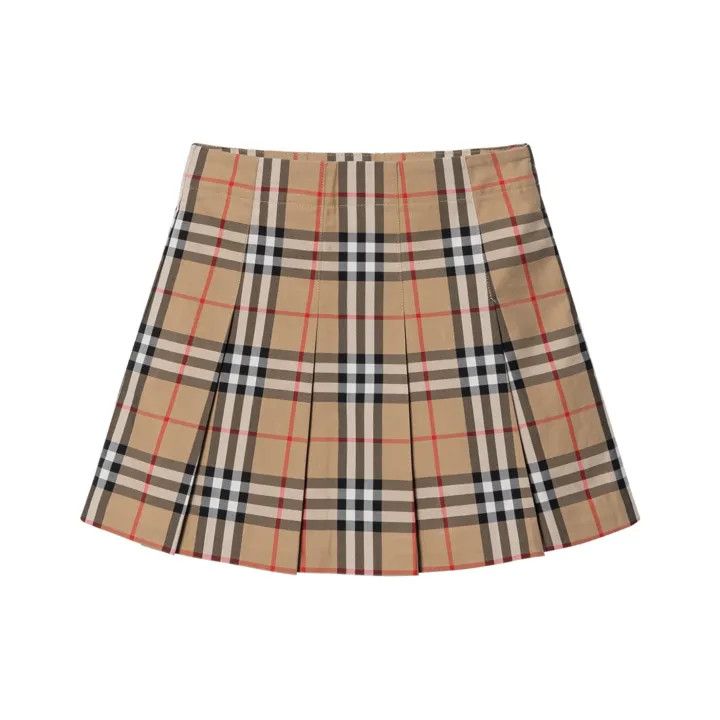 Burberry Burberry Beige Plaid Pleated Skirt for Kids 0079 Size 42" / US 20 - 1 Thumbnail