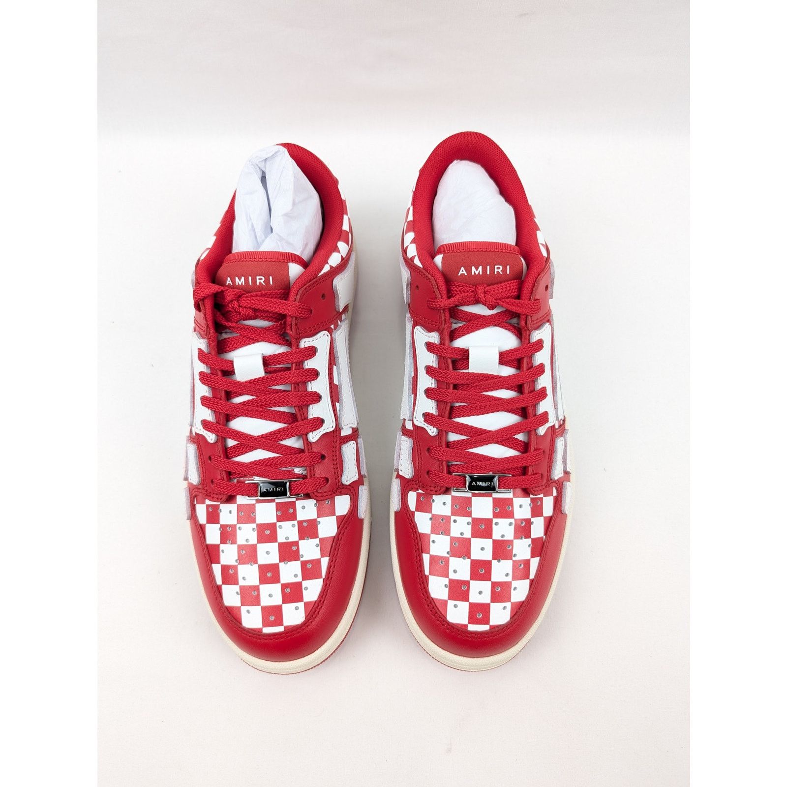 Amiri o1rshd1 Checked Skeleton Low Top Sneakers in Red/White Size US 11 / EU 44 - 14 Thumbnail