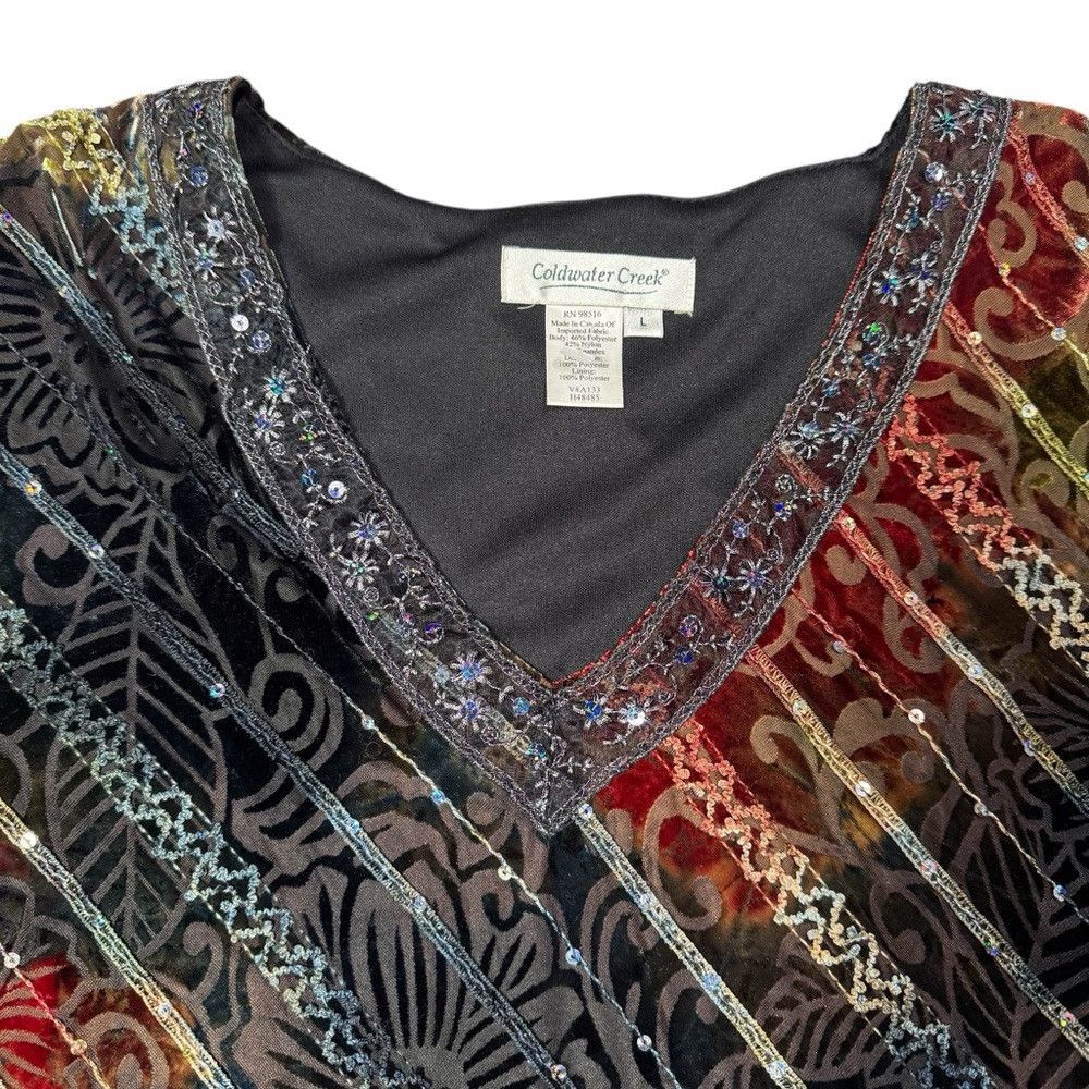 Coldwater Creek New Coldwater Creek Velvet Burnout Long Sleeve Top Size L Size L / US 10 / IT 46 - 6 Thumbnail