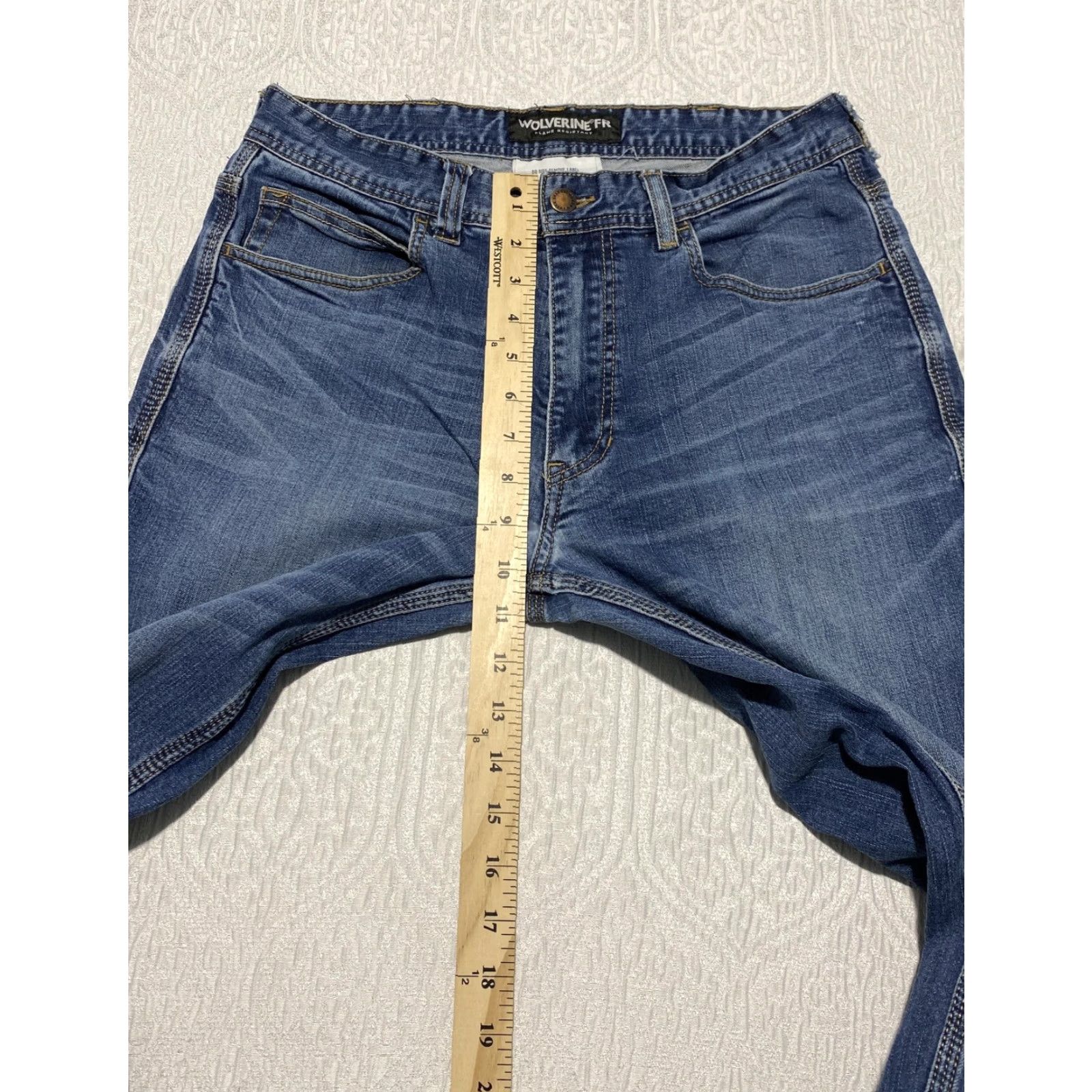 Denime Wolverine FR Jeans Mens 32x32 Blue Straight Leg Flame Resistant Denim Workwear Jeans Size US 31 - 7 Thumbnail