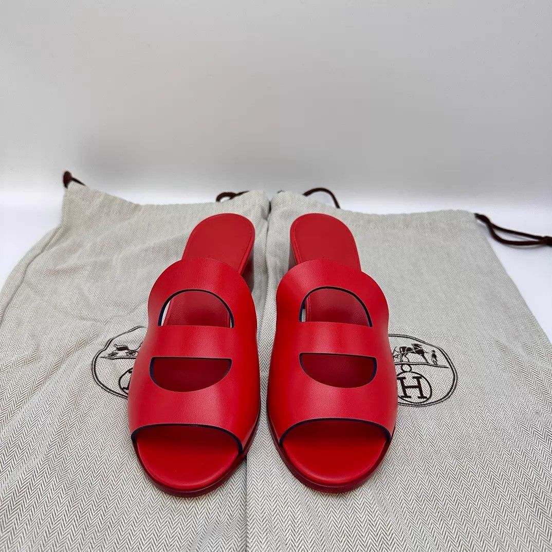Hermes HERMES Red Pig Nose Slippers 36 Size US 5.5 / IT 35.5 - 6 Thumbnail