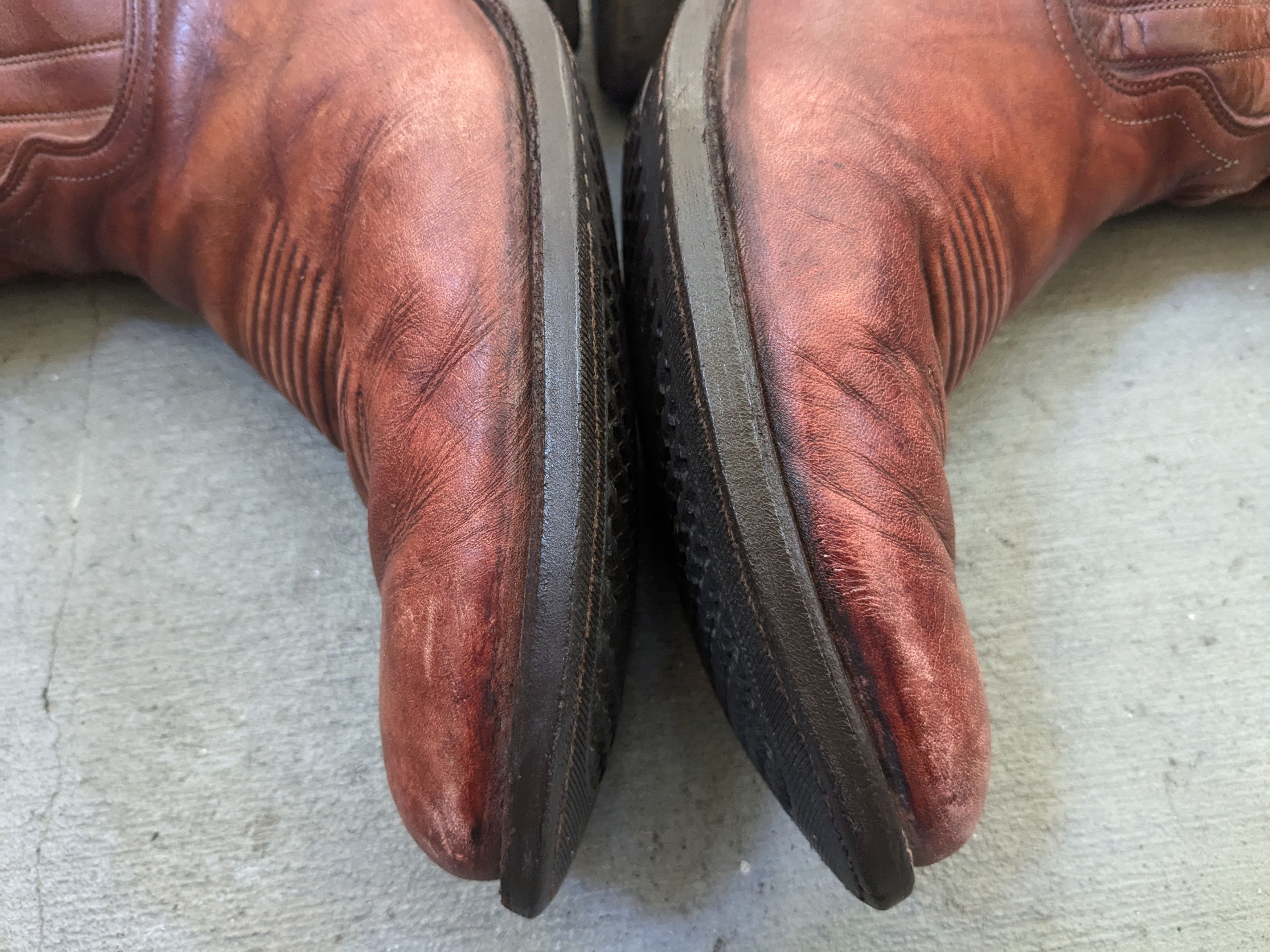 Genuine Leather J Chisholm Cowboy Boots Brown 11 D USA Botas Size US 11 / EU 44 - 11 Thumbnail
