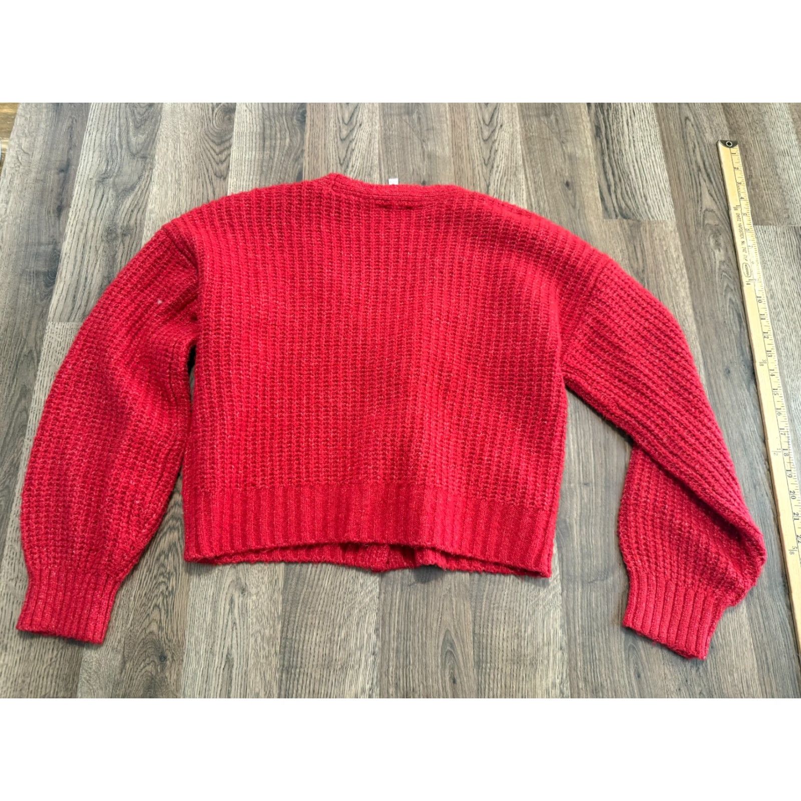 Vintage Pink Rose Sweater Cardigan Women's Medium Red Button Up Long Sleeve Size M / US 6-8 / IT 42-44 - 2 Thumbnail
