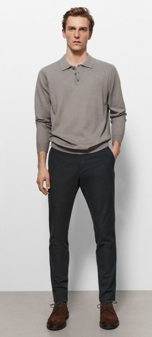 Massimo Dutti Massimo Dutti Gray Merino Wool Polo Sweater Size US M / EU 48-50 / 2 - 5 Thumbnail