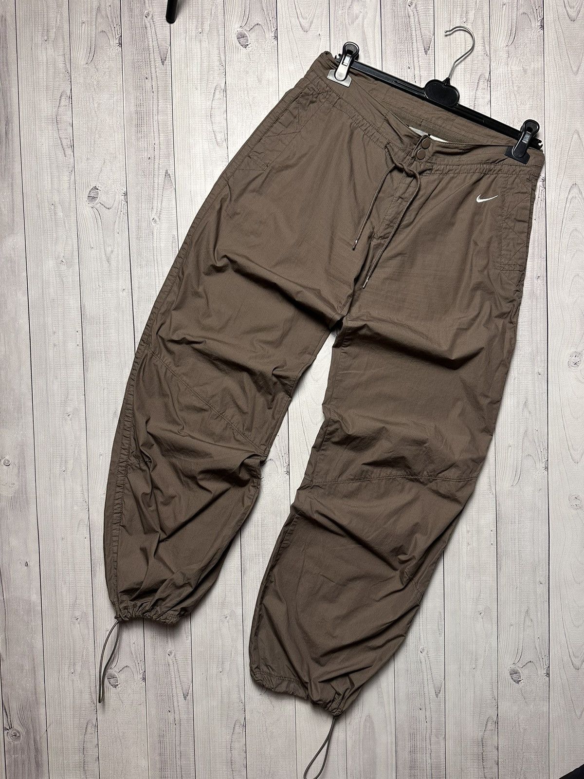 Vintage drill pants Nike logo brown Y2K rare size S