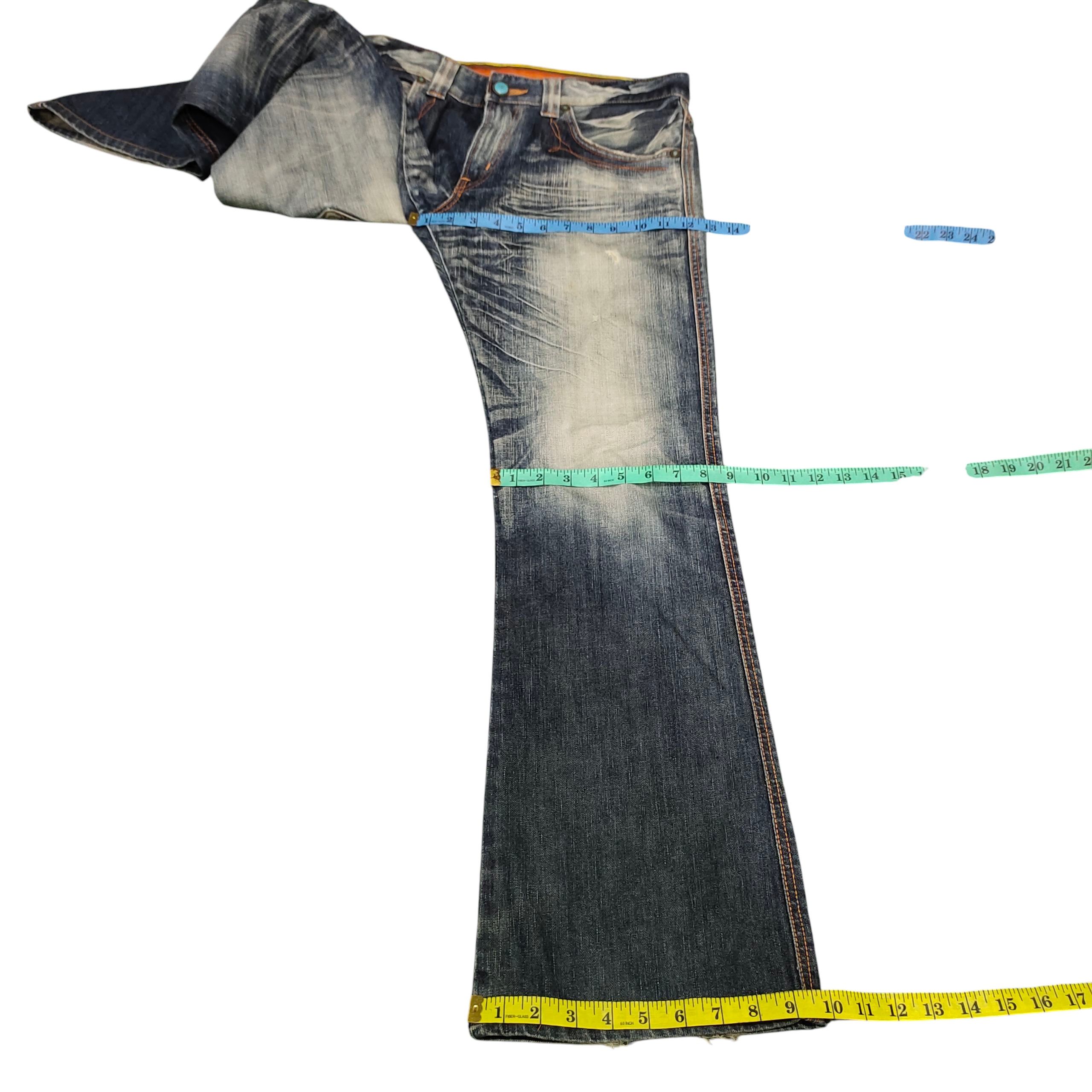 If Six Was Nine Flare Jeans 90s Edwin Cowboy Clawmark Distress Denim Bootcut Size US 33 - 15 Thumbnail