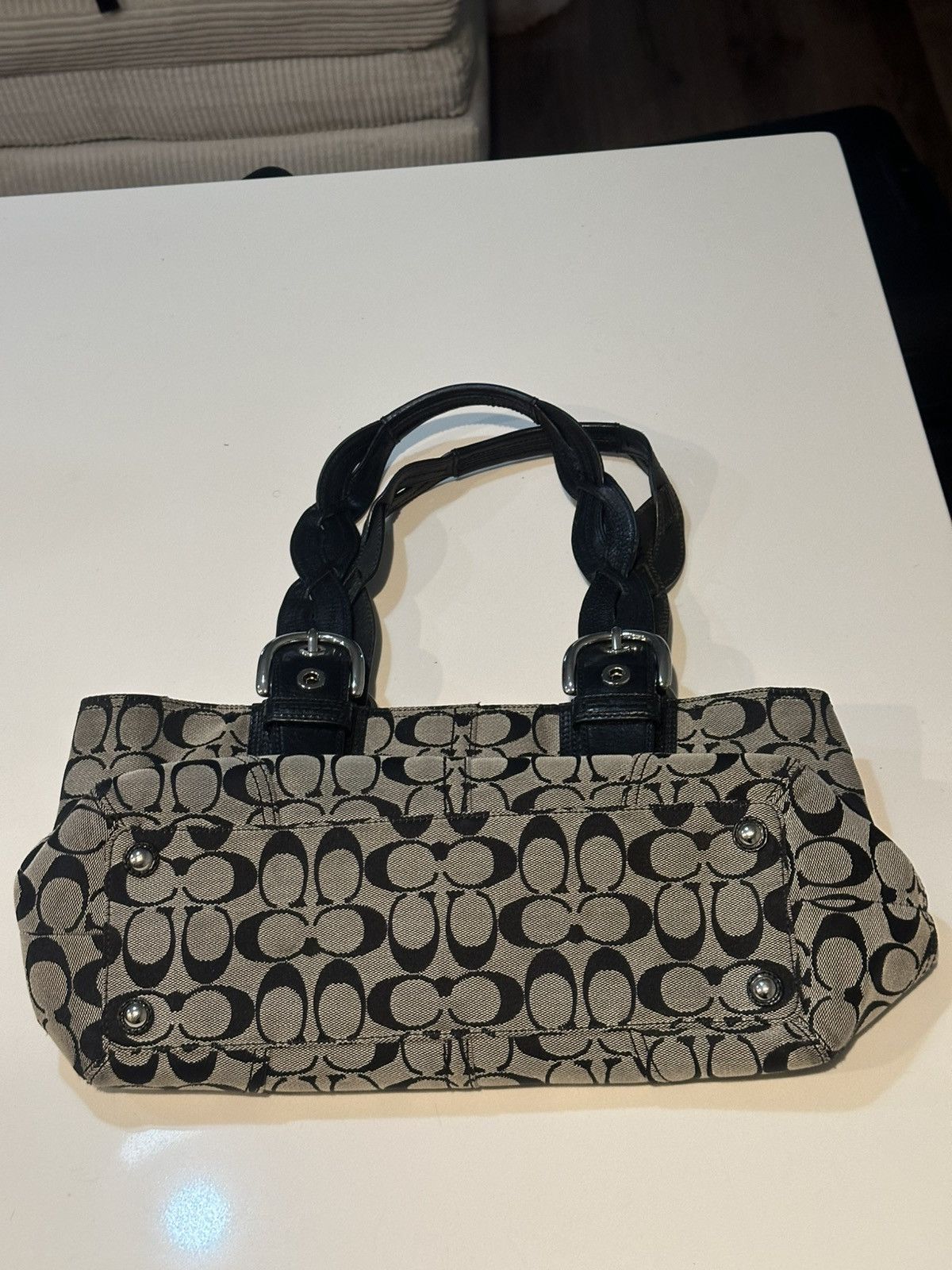 Coach Coach Soho Pleated Signature Tote – Grey/Black Size ONE SIZE - 2 Thumbnail