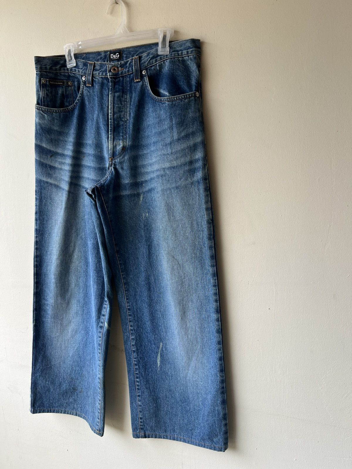 Dolce & Gabbana Vintage Dolce&Gabbana Stains Fade Denim Baggy Wide Jeans Size US 33 - 21 Thumbnail