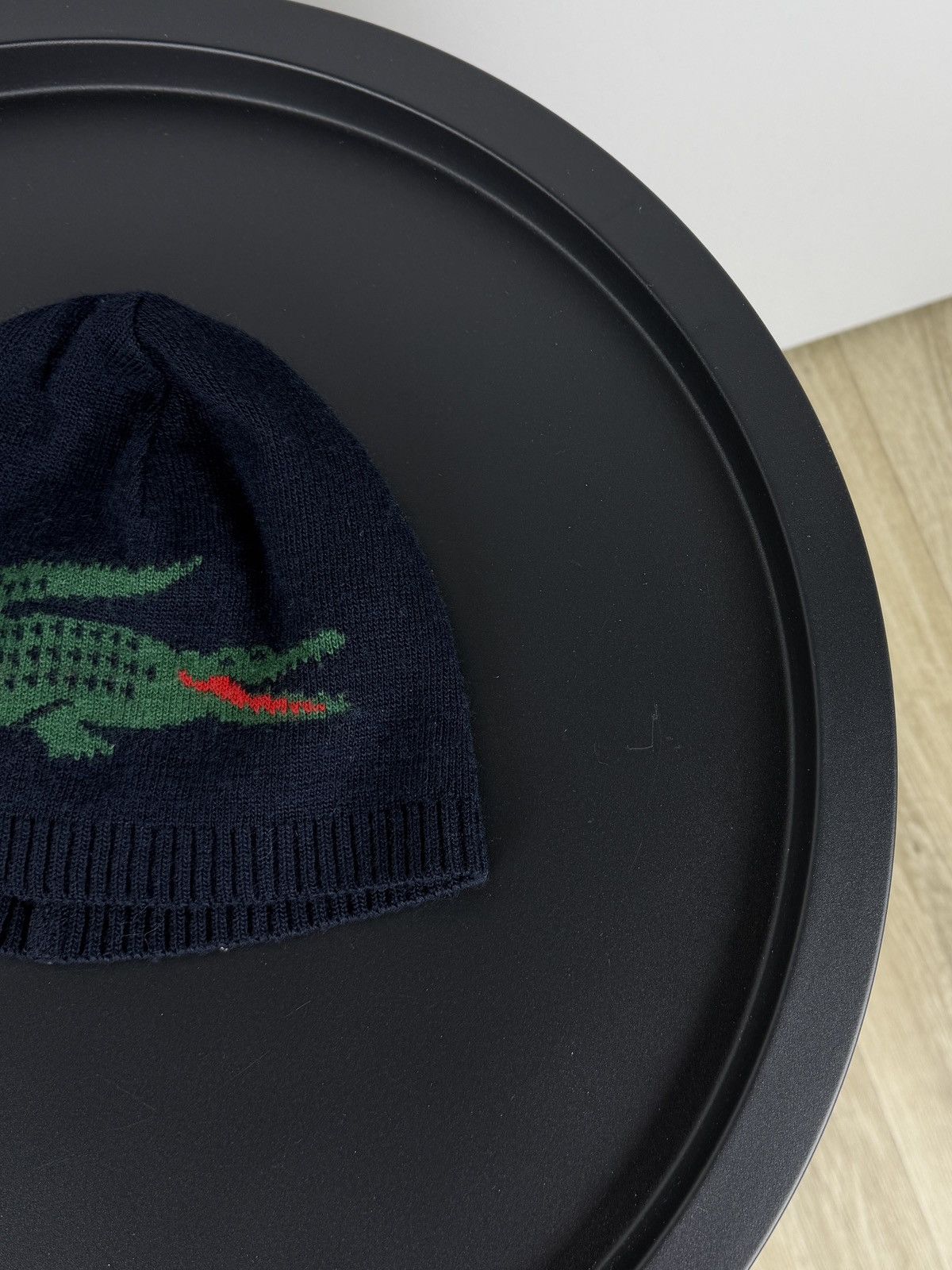 Lacoste Lacoste Wool Beanie Hat Navy Blue Big Crocodile Logo Vintage Size 26 - 2 Thumbnail