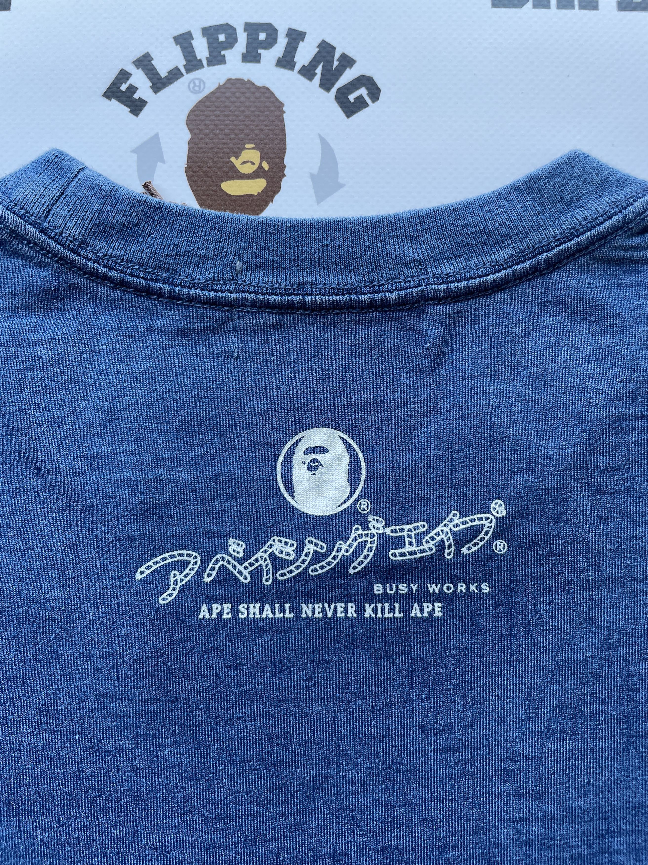 Bape BAPE APE HEAD INDIGO TEE Size US XL / EU 56 / 4 - 4 Thumbnail