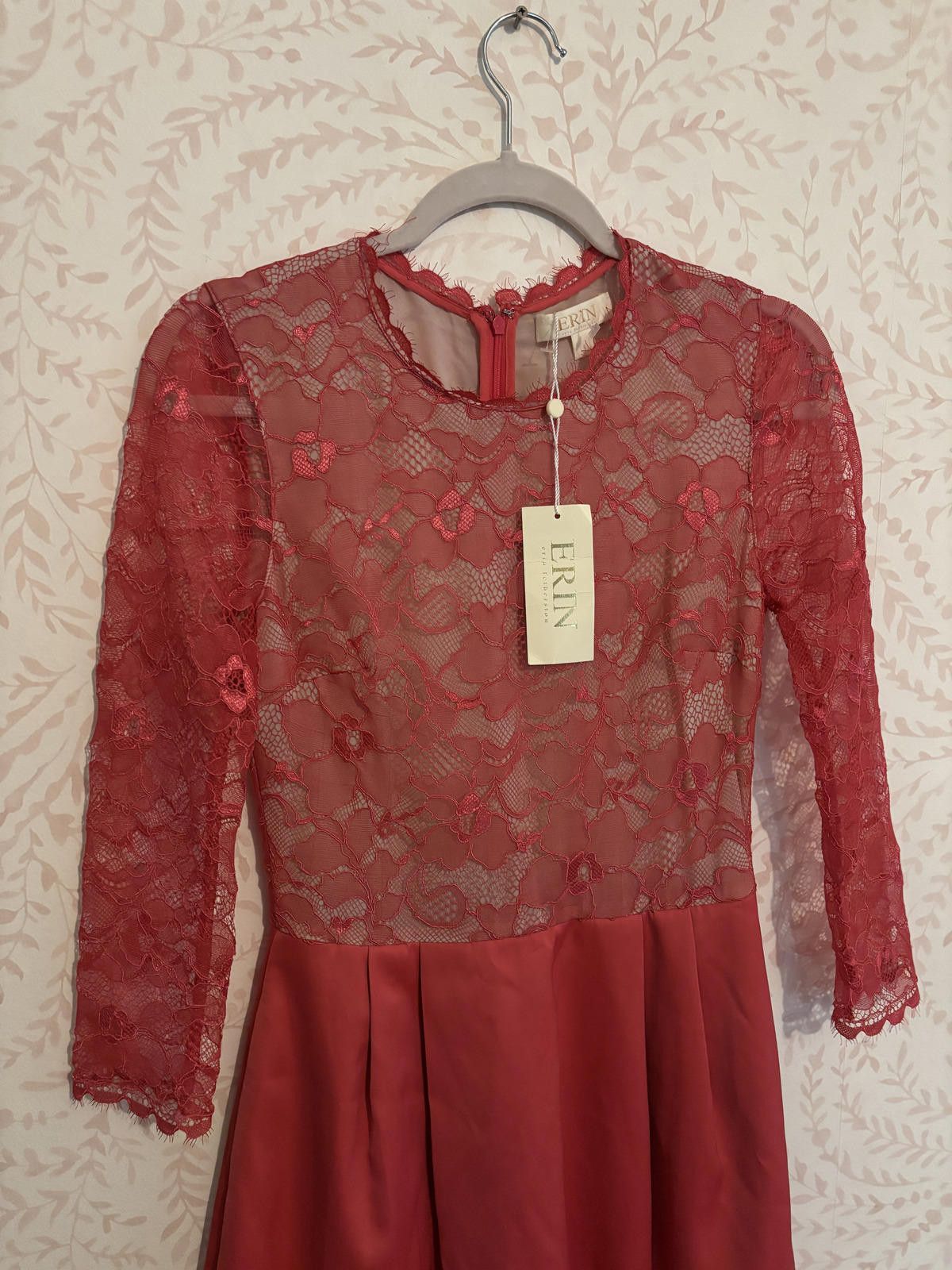 Designer NWT Erin Fetherston Rosebud Fit/Flare Lace Long Sleeve Dress Size S / US 4 / IT 40 - 3 Thumbnail