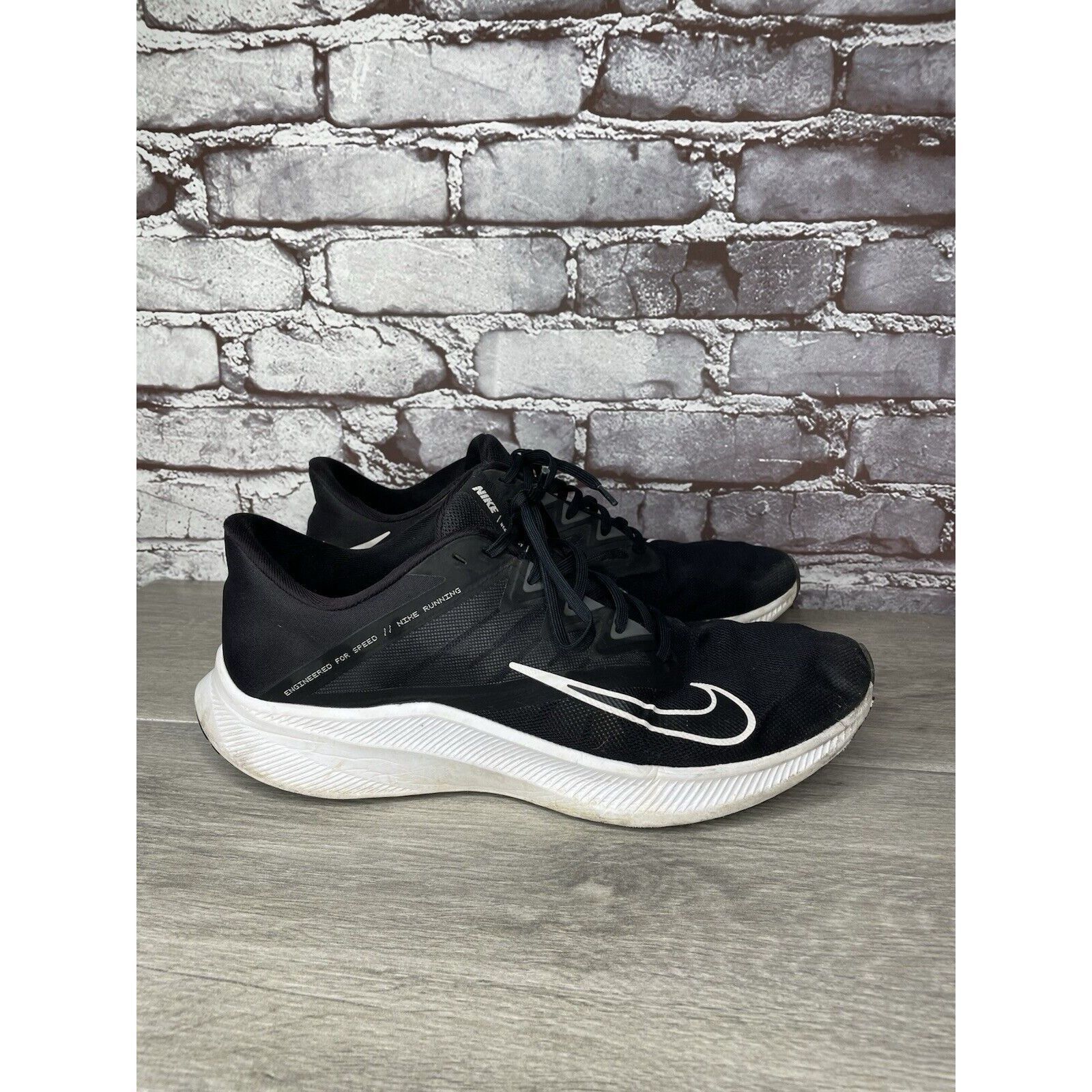 Nike Nike Quest 3 Running Black Mesh Synthetic White Lace Up Shoe Size US 11 / EU 44 - 13 Thumbnail