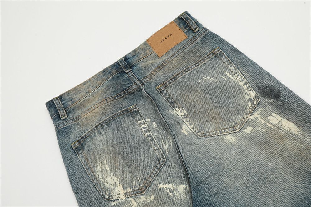 Japanese Brand × Jean Men's hip-hop trendy washed ink-splashed distressed jeans Size US 32 / EU 48 - 5 Thumbnail