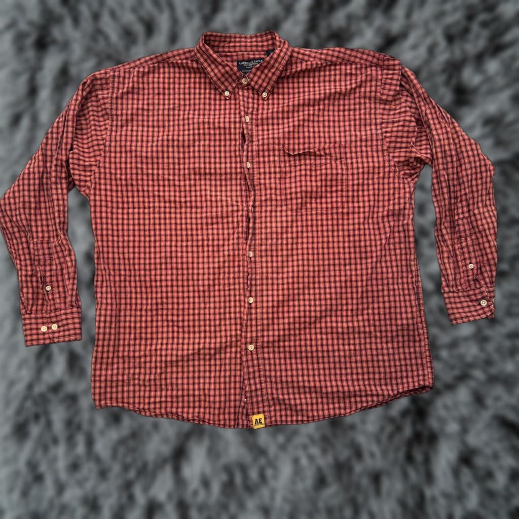 American Eagle Outfitters VINTAGE American Eagle Outfitters Shirt XL Plaid Red Button-Down Collared Long Sleeve Men Regular 90s Grunge Preppy Distress Layering Size US XL / EU 56 / 4 - 1 Thumbnail