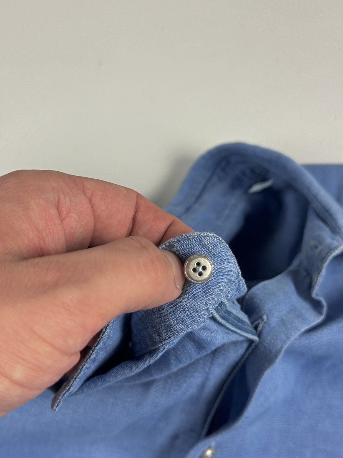 Designer × Glanshirt GLANSHIRT Blue Linen Long Sleeve Shirt Size US M / EU 48-50 / 2 - 13 Thumbnail