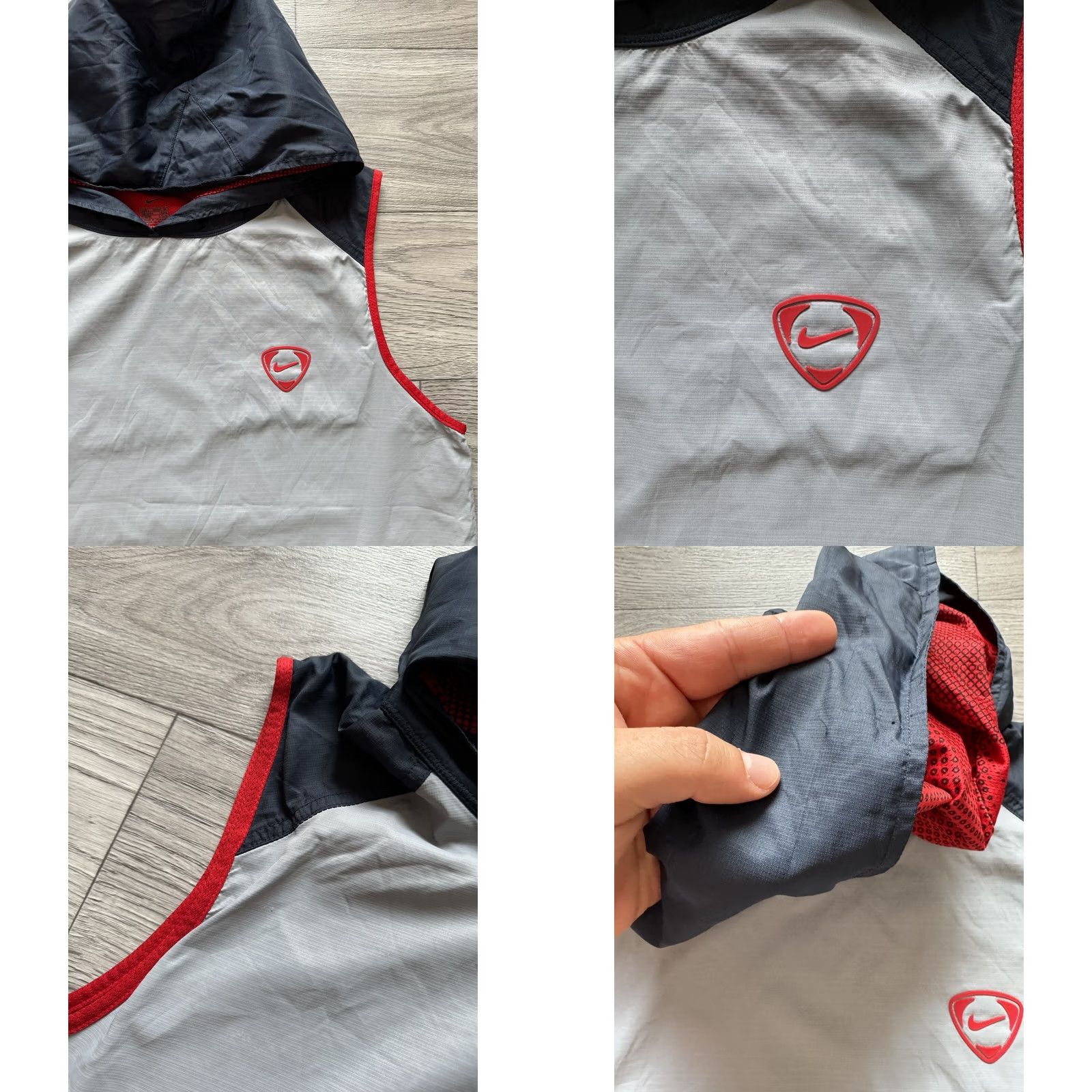 Nike VINTAGE Nike Windbreaker Jacket Sleeveless Hooded Vest Dri-Fit Total 90 Y2K Large L Gray Mens Size US L / EU 52-54 / 3 - 8 Thumbnail