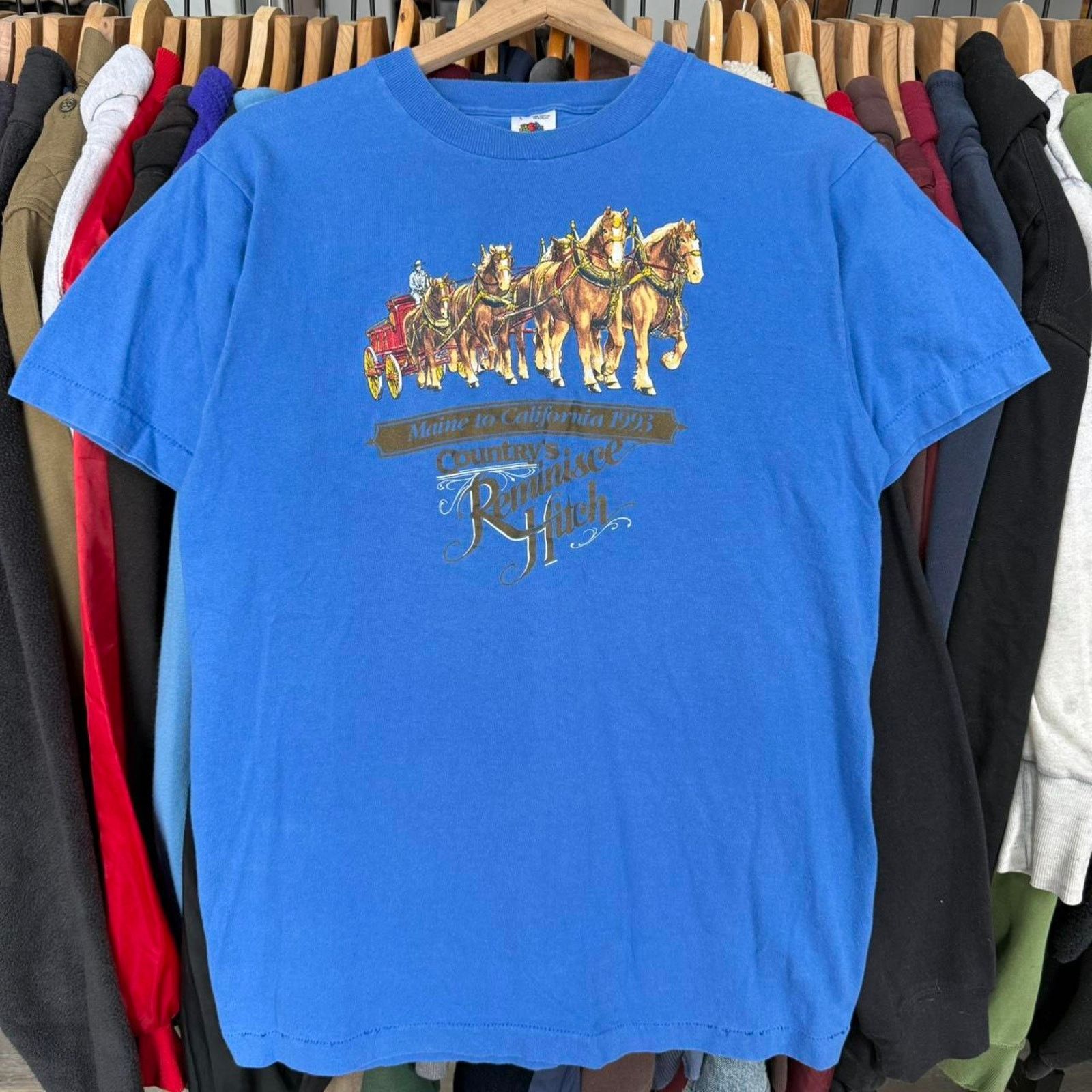 Fruit Of The Loom Vintage 90s Country's Reminisce Hitch Cross Country T-Shirt Size US L / EU 52-54 / 3 - 1 Thumbnail