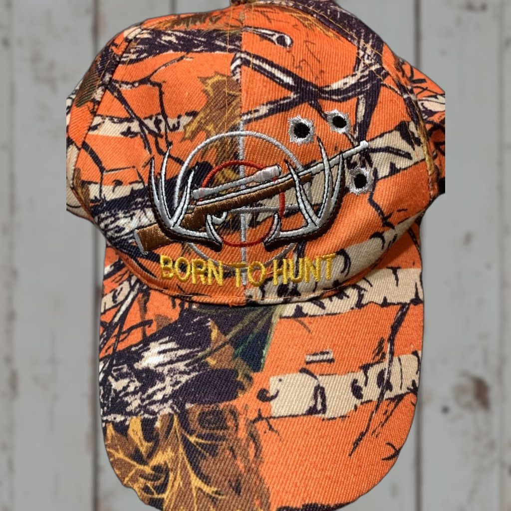 Born Americap USA Trucker Hat Adult Unisex Adjustable Orange Camouflage Buck Logo Hunting Cap Size ONE SIZE - 1 Thumbnail