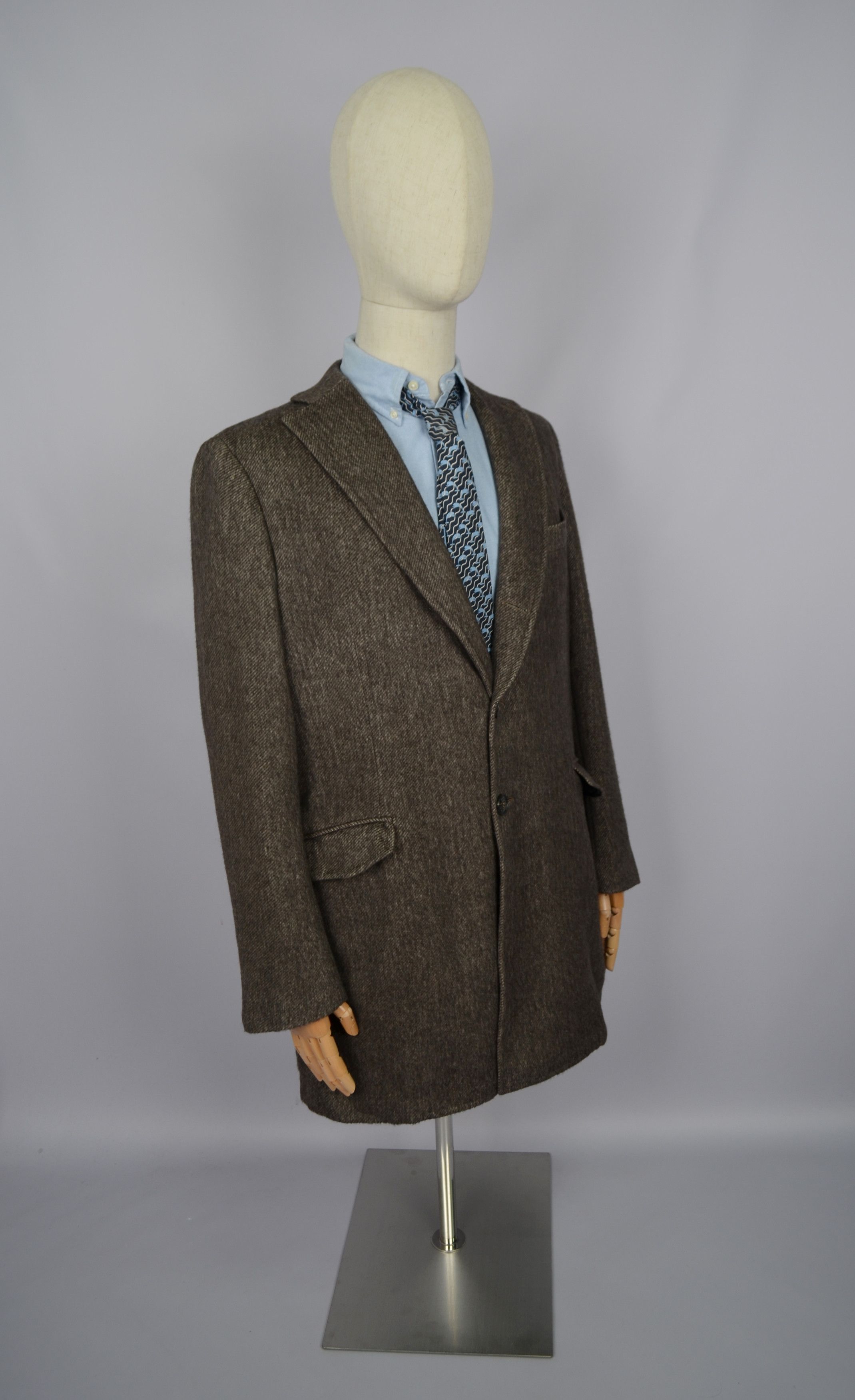 Designer × Tonello Tonello Alpaca Wool Cashmere Herringbone Brown Coat 54/L Size US L / EU 52-54 / 3 - 6 Thumbnail