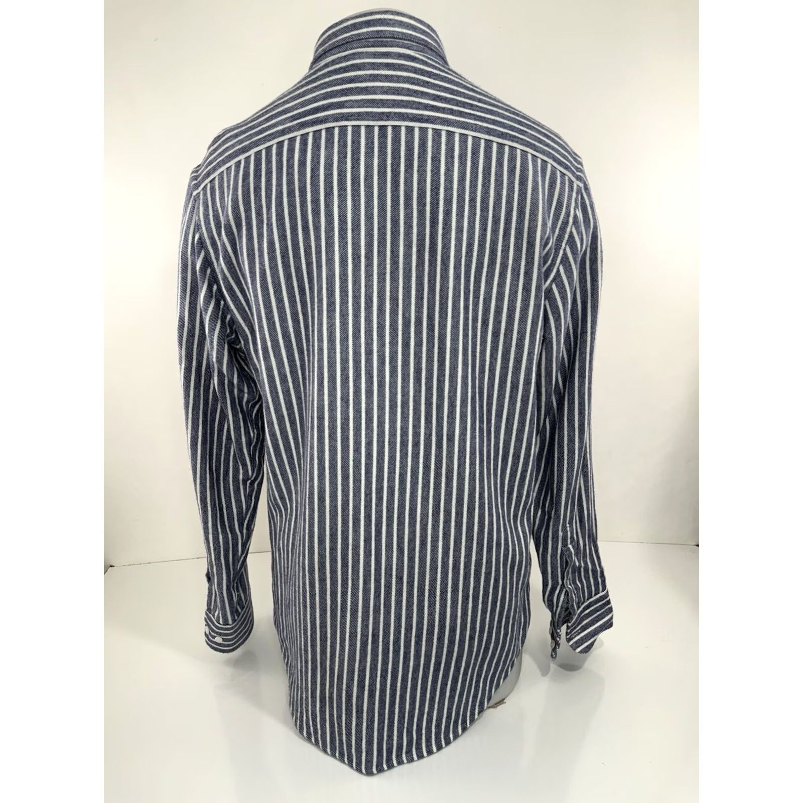 NN07 NN07 ERRICO Mens M / L Soft Flannel Striped Shirt Button-Up Blue / White XL - NS Size US XL / EU 56 / 4 - 5 Thumbnail