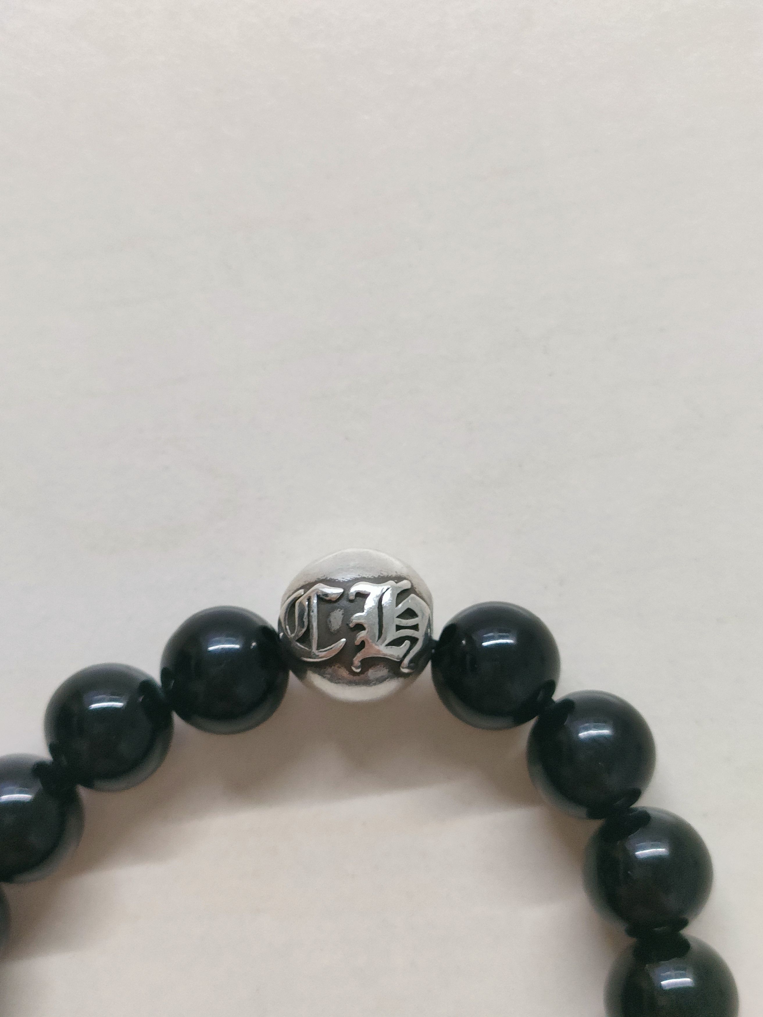 Chrome Hearts Chrome Hearts 10mm Black Single Silver Bead Cross Bracelet Size ONE SIZE - 6 Thumbnail