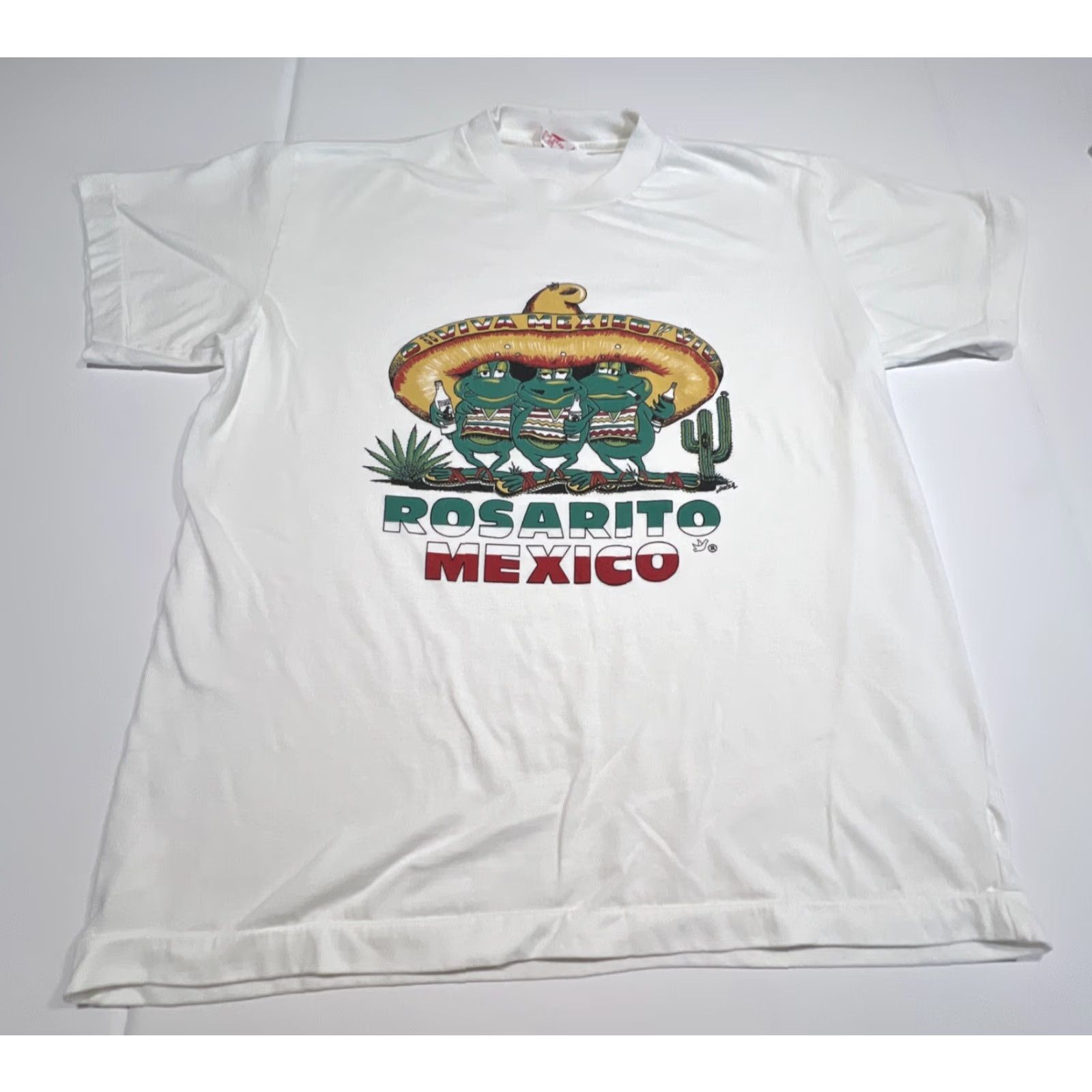 Vintage VINTAGE 1980s The Shirt Stop Graphic T-Shirt XL White Frogs Drinking Rosarito Mexico Unisex Size US XL / EU 56 / 4 - 2 Thumbnail