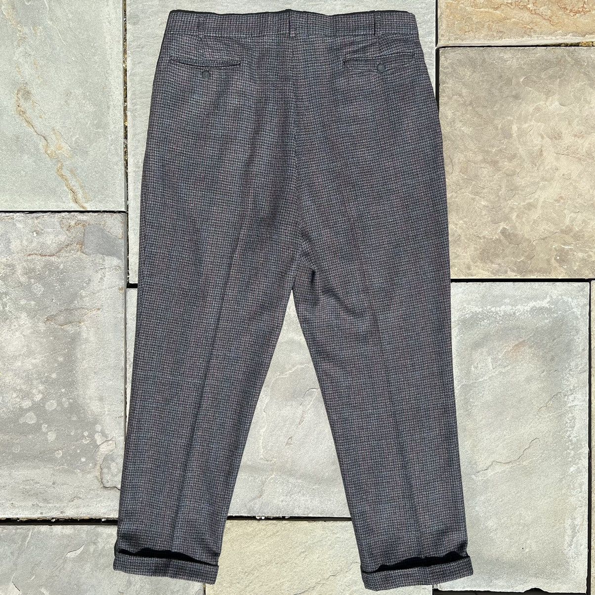 Pierre Cardin Y2K Grey Brown Houndstooth Tweed Pleated Pants Size US 36 / EU 52 - 2 Thumbnail