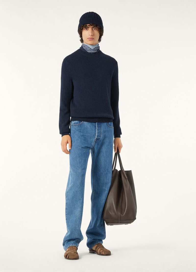 Loro Piana o1w1db10126 FAO2891 Fobello Crewneck Sweater in Blue Size US L / EU 52-54 / 3 - 2 Thumbnail