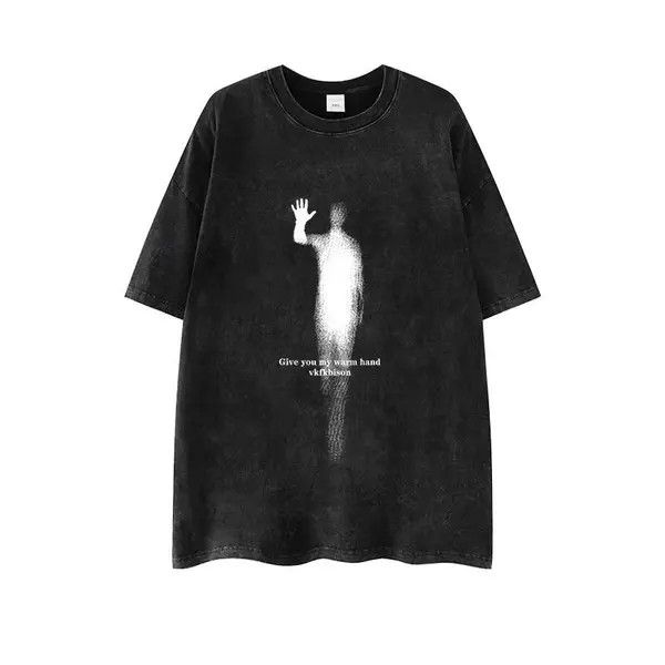 Japanese Brand Street Hip Hop Phantom Washed Short Sleeve T-Shirt Black Size US L / EU 52-54 / 3 - 6 Thumbnail